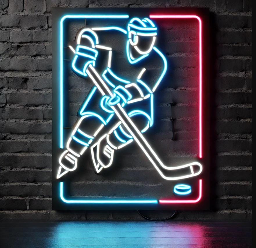 Hockey Player Neon Sign, Neon Ice Hockey Sign, Hockey Player Led Sign, Hockey Player Neon Light, Hockey Player Neon Decor