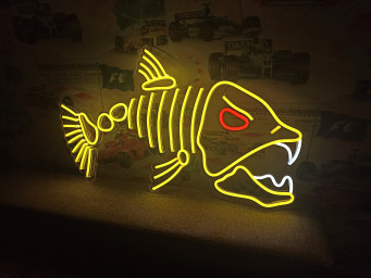 Fish Neon Sign, Skeleton Fish Neon Sign, Gift For A Fisherman, Predatory Fish Neon, Silver Salmon Neon