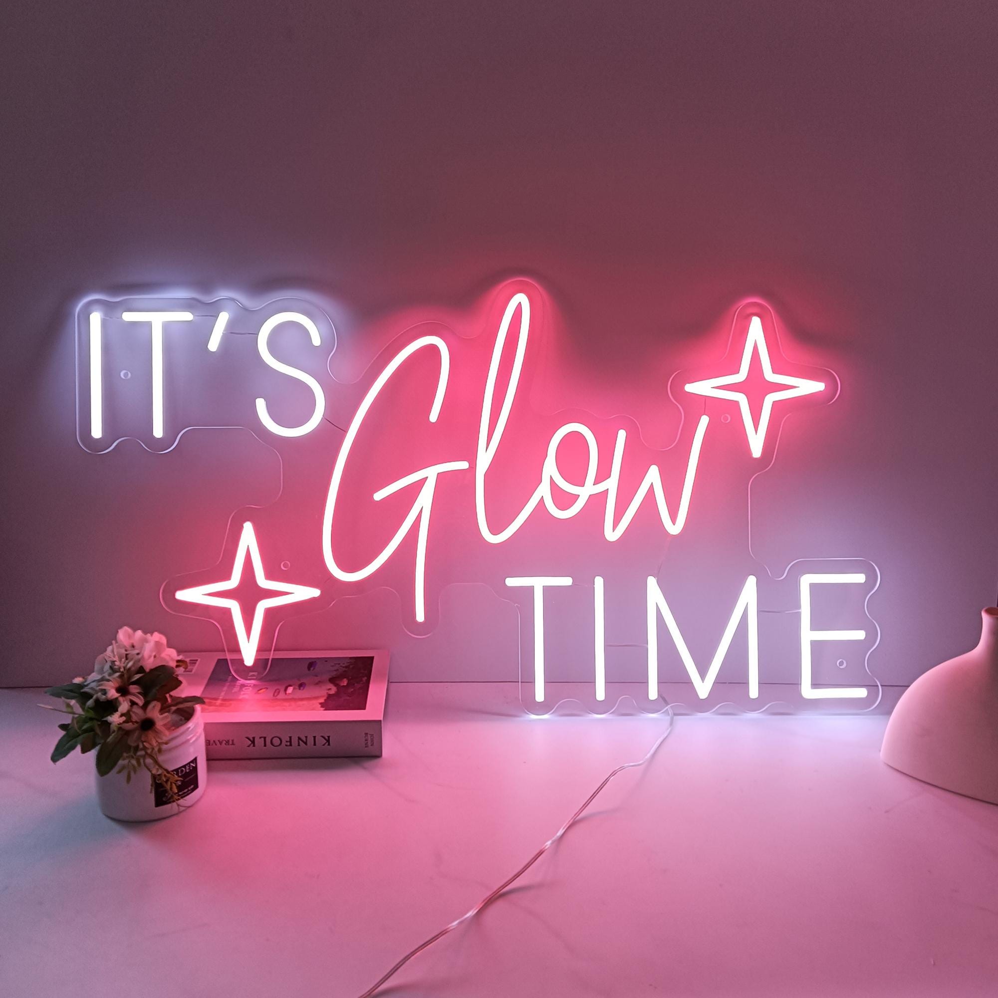 It's Glow Time Neon Sign, Botox Sign, Led Light Sign for Beauty Salon Hair Salon, Aesthetic Wall Decor, Custom Neon Sign for Business Logo