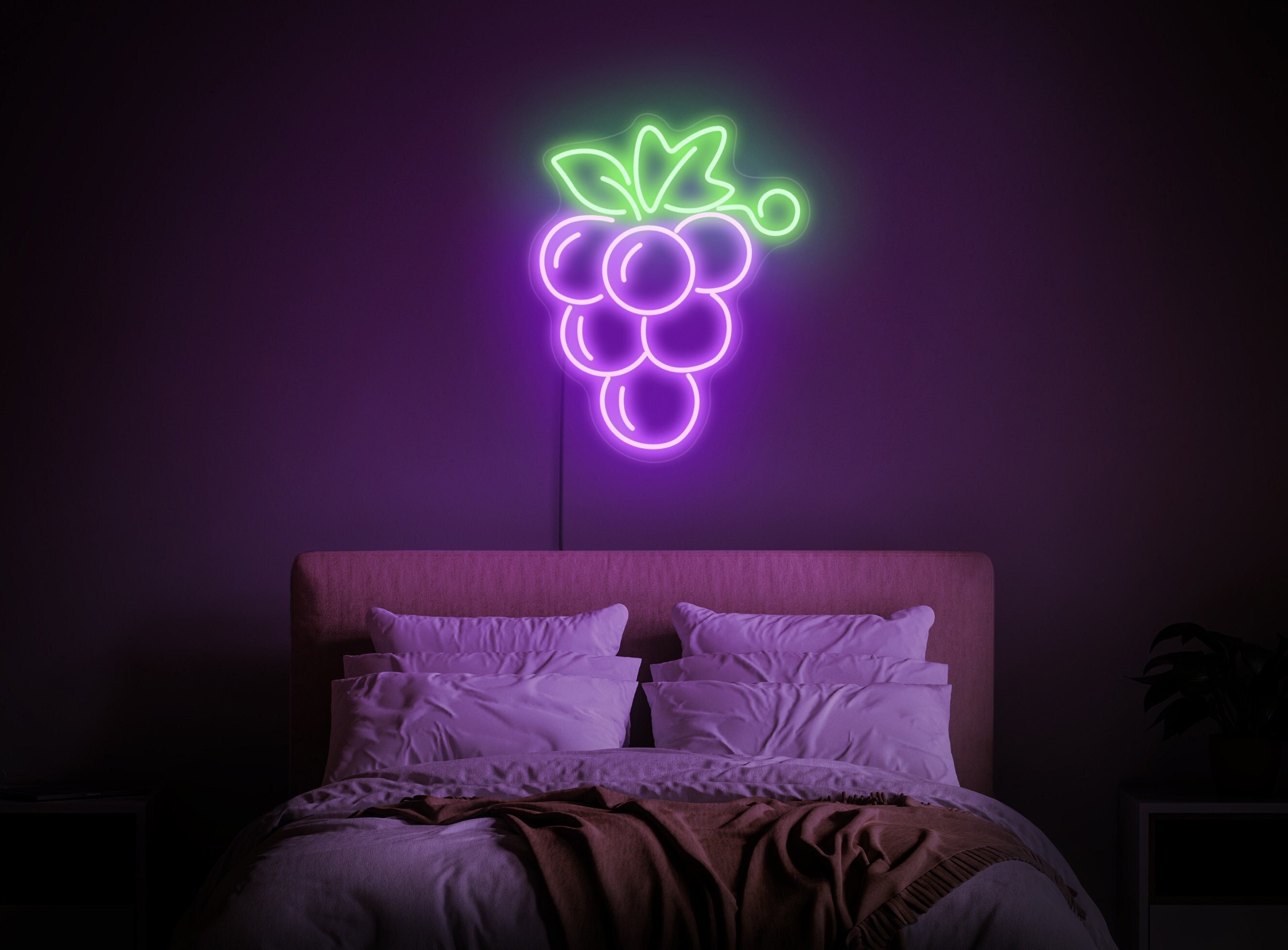 Grape Neon Sign, Grape Light Sign, Fruit Neon Sign, Grape Sign, Neon Sign Kitchen, Neon Sign Art, Neon Sign Wall Decor, Grape Wall Decor