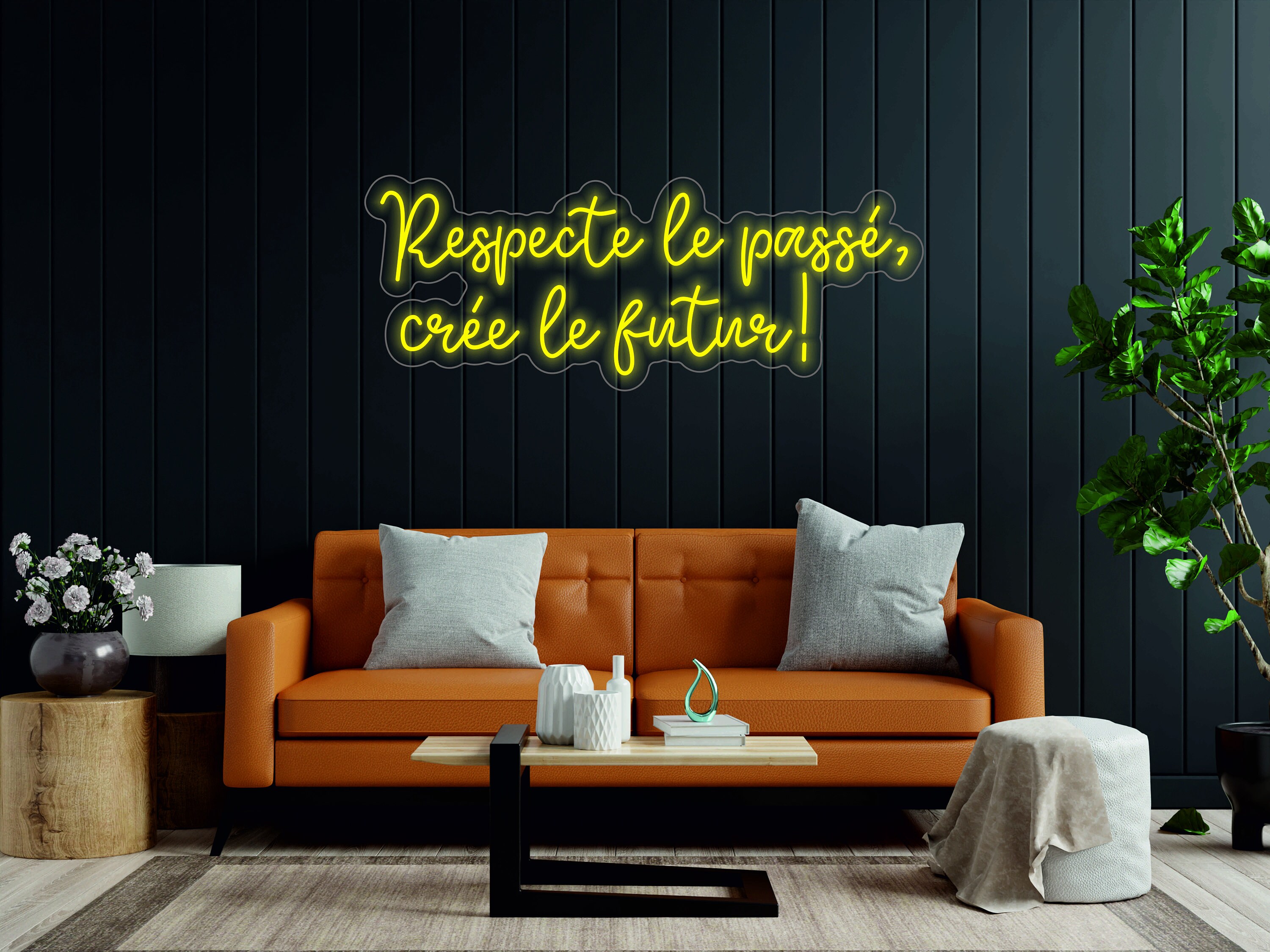 Respecte Le Passé, Crée Le Futur! - Led Light Neon Sign, French Expressions, Motivational Quotes Neon Sign