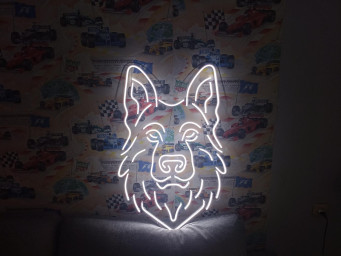 German Shepherd Head Neon Sign, Dog Neon Sign, Pet Neon Sign, Home Decor Pet Neon Sign, Custom Neon Sign, Animal Neon Sign