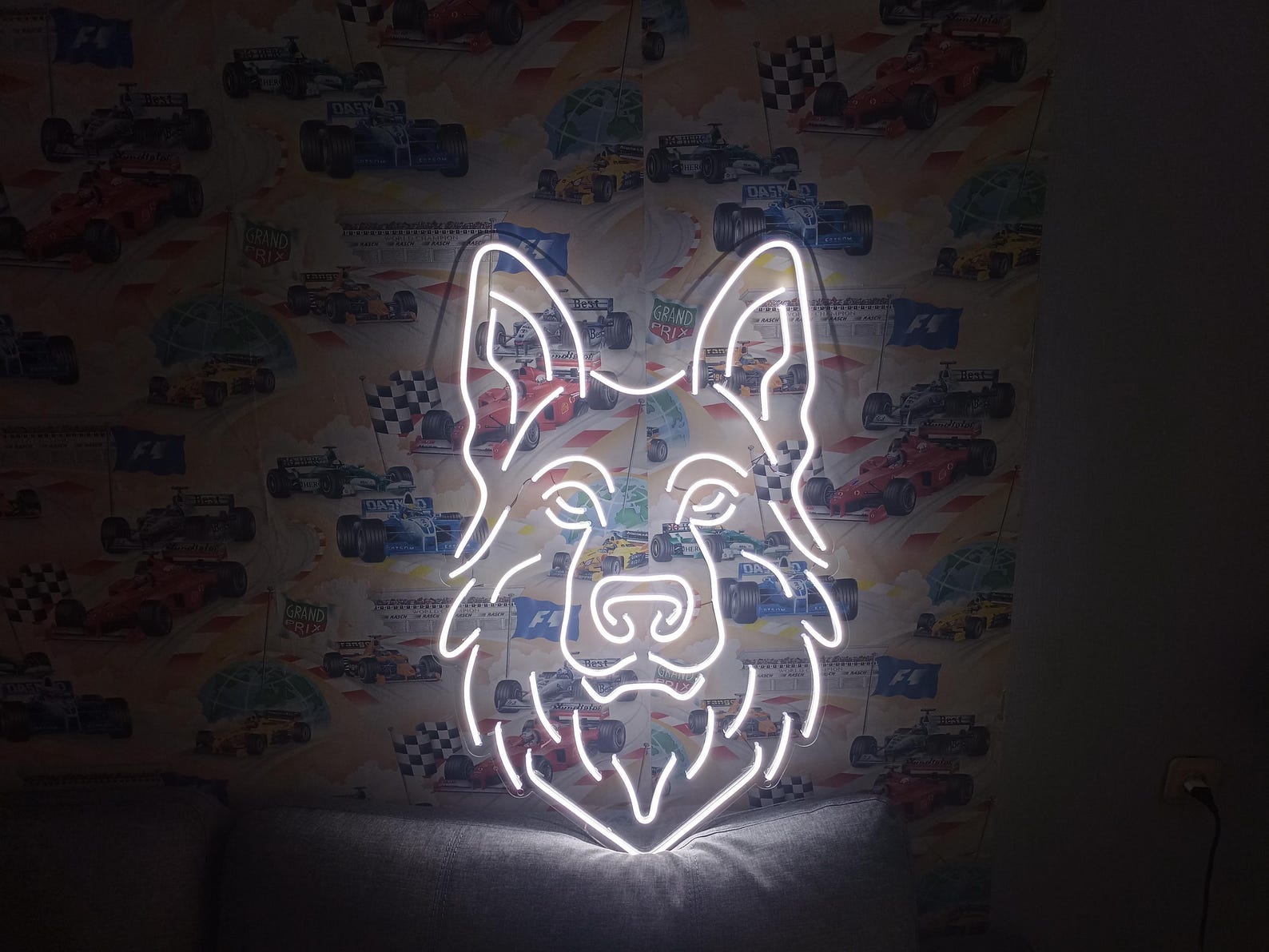 German Shepherd Head Neon Sign, Dog Neon Sign, Pet Neon Sign, Home Decor Pet Neon Sign, Custom Neon Sign, Animal Neon Sign