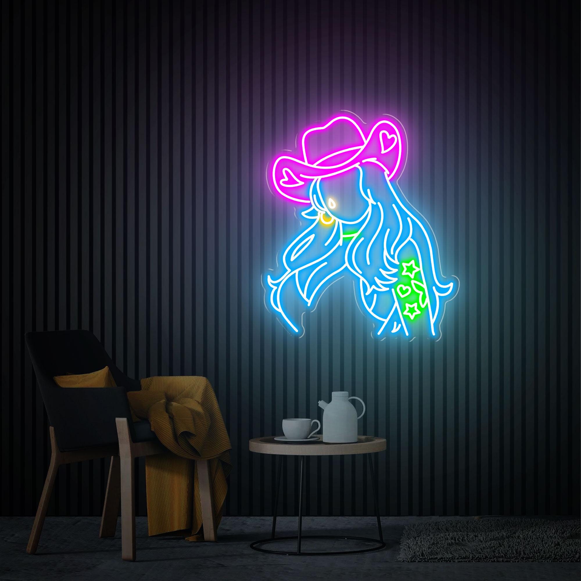 Cowgirl Neon Sign, Cowgirl Wall Decor, Girl in Hat Sign Bedroom Decor, Custom Woman Neon Sign, Bar Decor Sign Best Gifts for Her