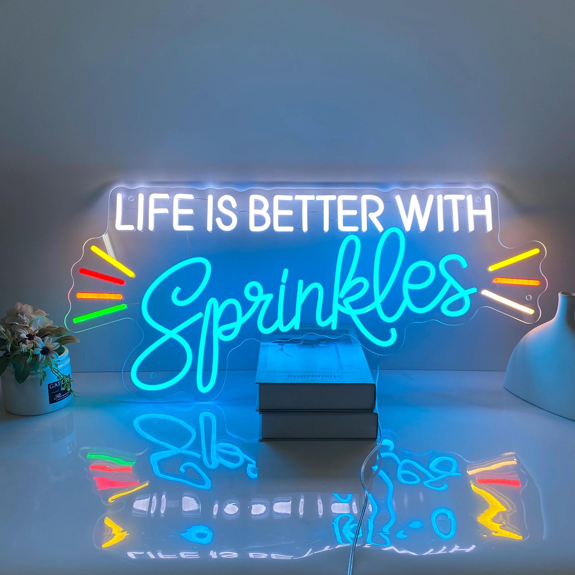 Life is Better With Sprinkles Neon Sign, Summmer Decor Custom Neon Sign, Sprinkles Decor, Desert Bar Sign Decoration, Open Welcome Sign Gift
