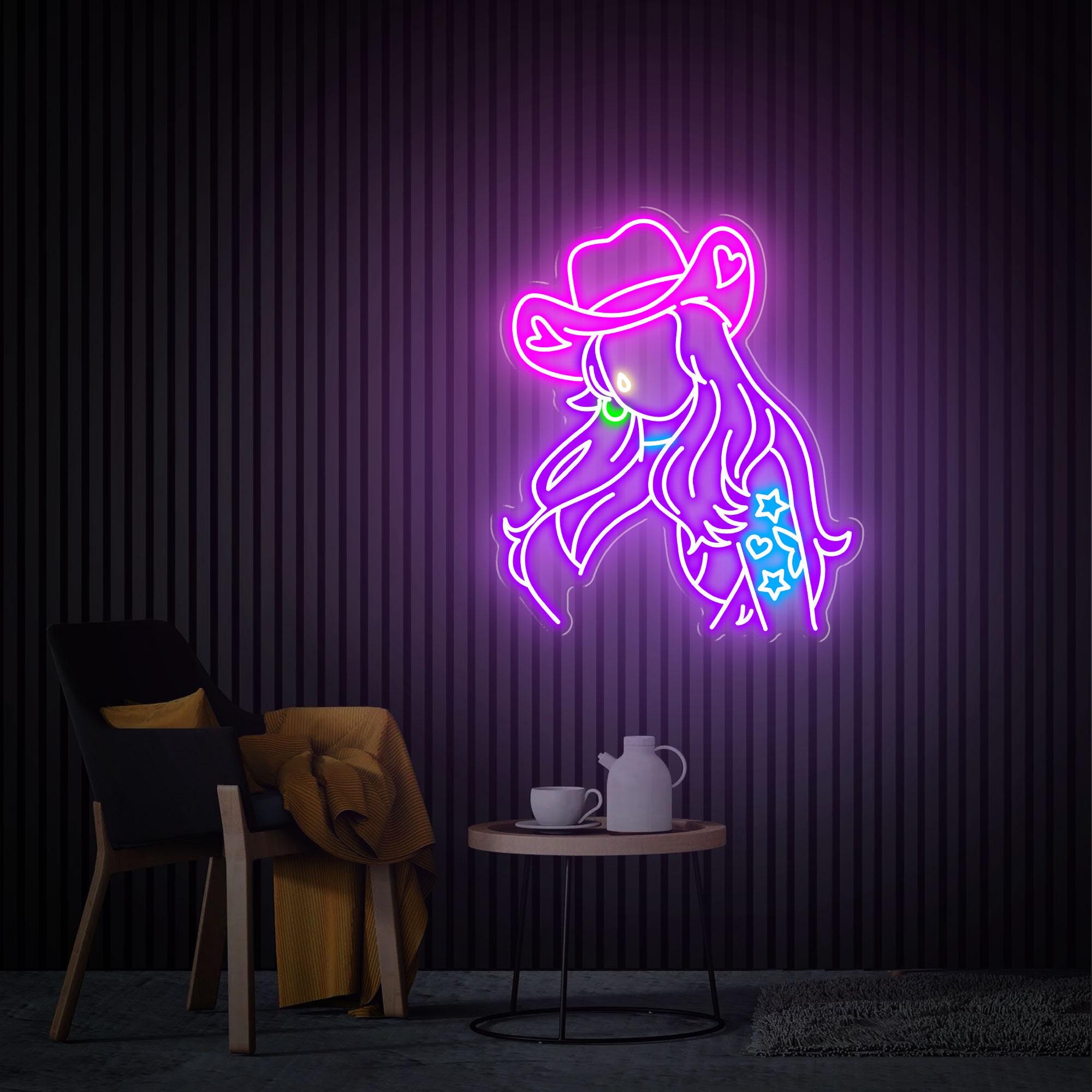 Cowgirl Neon Sign, Cowgirl Wall Decor, Girl in Hat Sign Bedroom Decor, Custom Woman Neon Sign, Bar Decor Sign Best Gifts for Her
