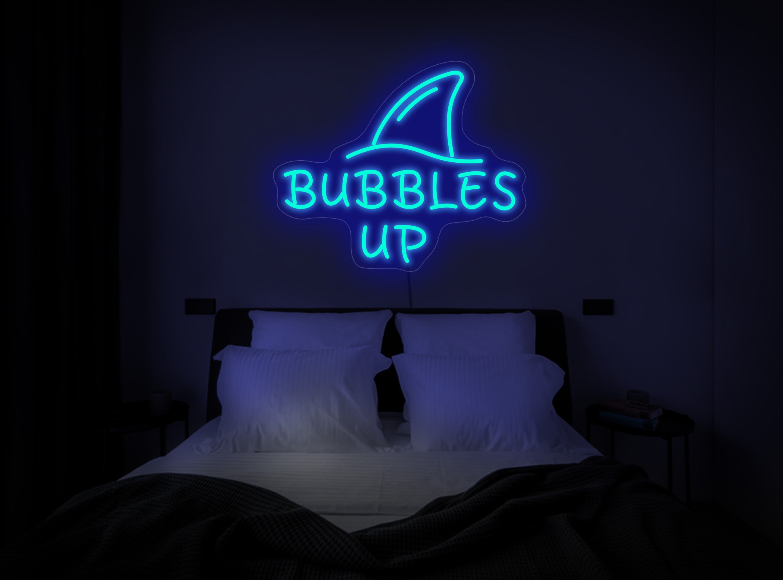 Bubbles Up Neon Sign, Shark Fin Led Sign, Shark Neon Light, Fins Up Sign, Margaritaville Neon Sign, Bubbles Up Decor, Margaritaville Decor