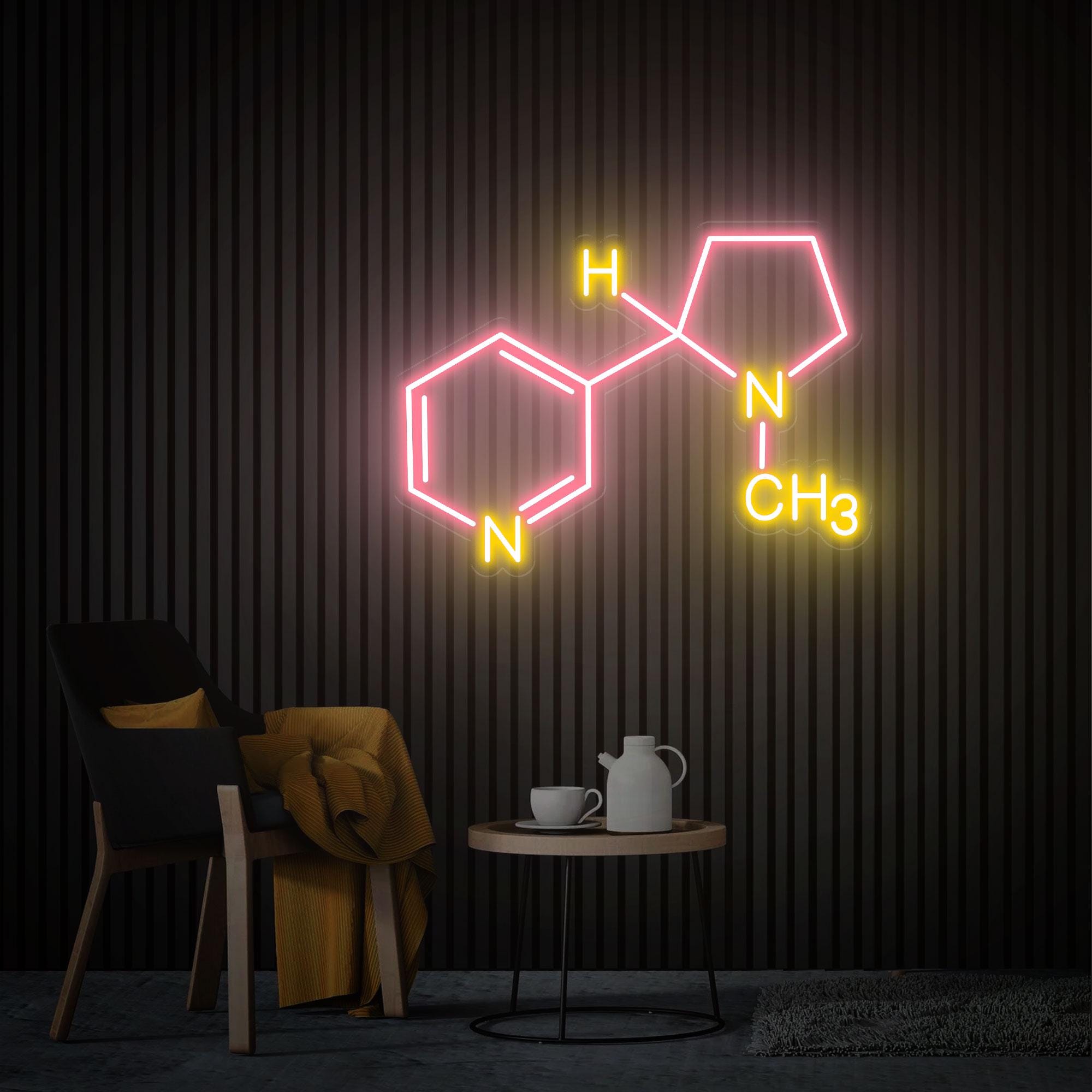 Nicotine Molecule Neon Sign, Nicotine Wall Art, Nicotine Wall Decor, Molecule Neon Light Custom Neon Sign Gifts for Husband Bedroom Decor