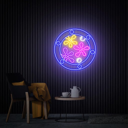 Ocean World Porthole Neon Sign LED Undersea Porthole Popping Flower Neon Wall Decor Custom Neon Sign Game Room Bedroom Birthday Party Gifts