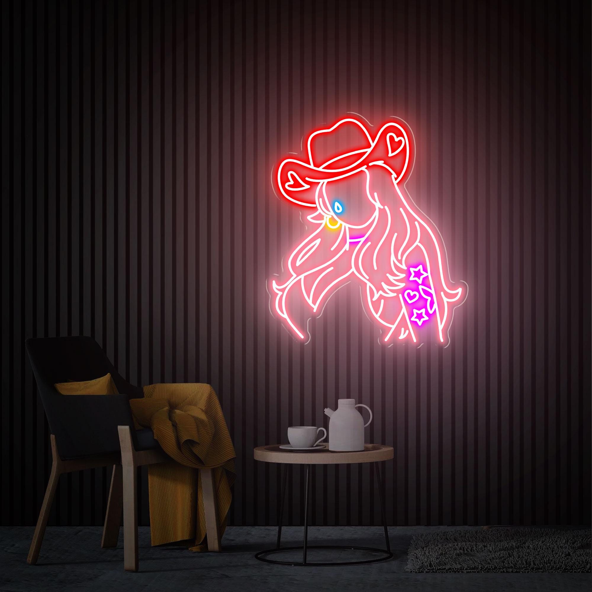 Cowgirl Neon Sign, Cowgirl Wall Decor, Girl in Hat Sign Bedroom Decor, Custom Woman Neon Sign, Bar Decor Sign Best Gifts for Her