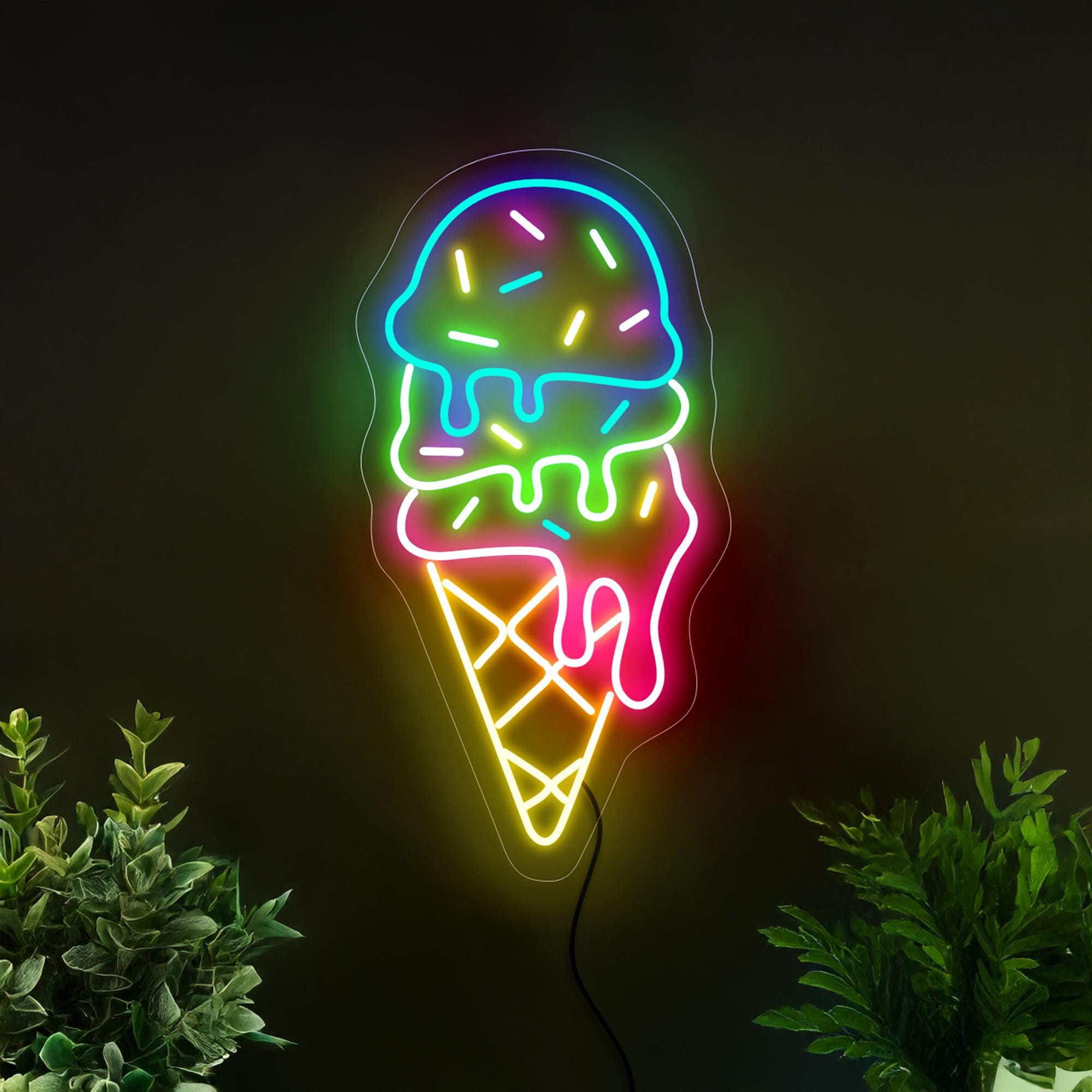 Ice Cream Neon Sign, Ice Cream Led Sign, Ice Cream Light Sign, Multicolor Neon Sign, Ice Cream Lover Gift, Ice Cream Store Wall Art Decor