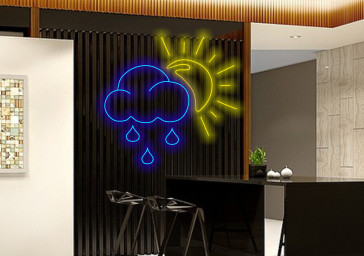 Sun And Cloud Neon Sign, Sun Neon Sign, Cloud Neon Sign, Decor Kids Room Neon Sign, Rainy Cloud Neon Sign, Rain Neon Sign, Gift Baby Room
