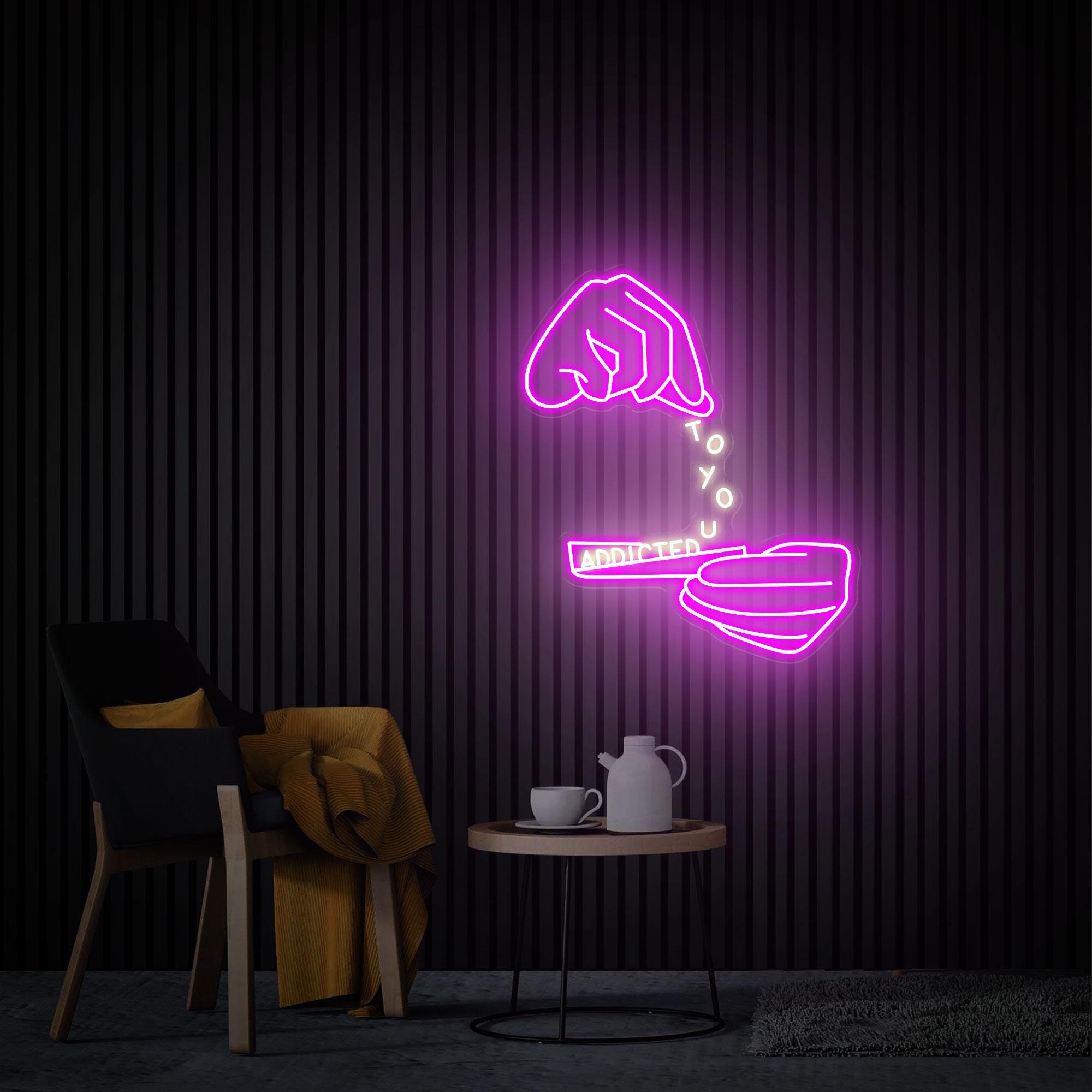 Addicted to You Neon Sign, Hand Led Light Sign, Custom Neon Sign, Home Room Decor, Personalized Gifts, Neon Wall Sign Art