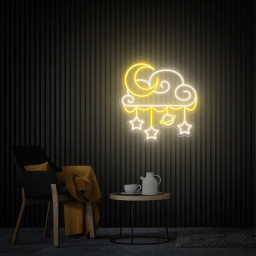 Moon Cloud Stars Neon Sign, Moon Cloud Neon Wall Art, Custom Cloud Neon Sign, Home Bedroom Decor Personalised Gifts, Girl's Room Decor