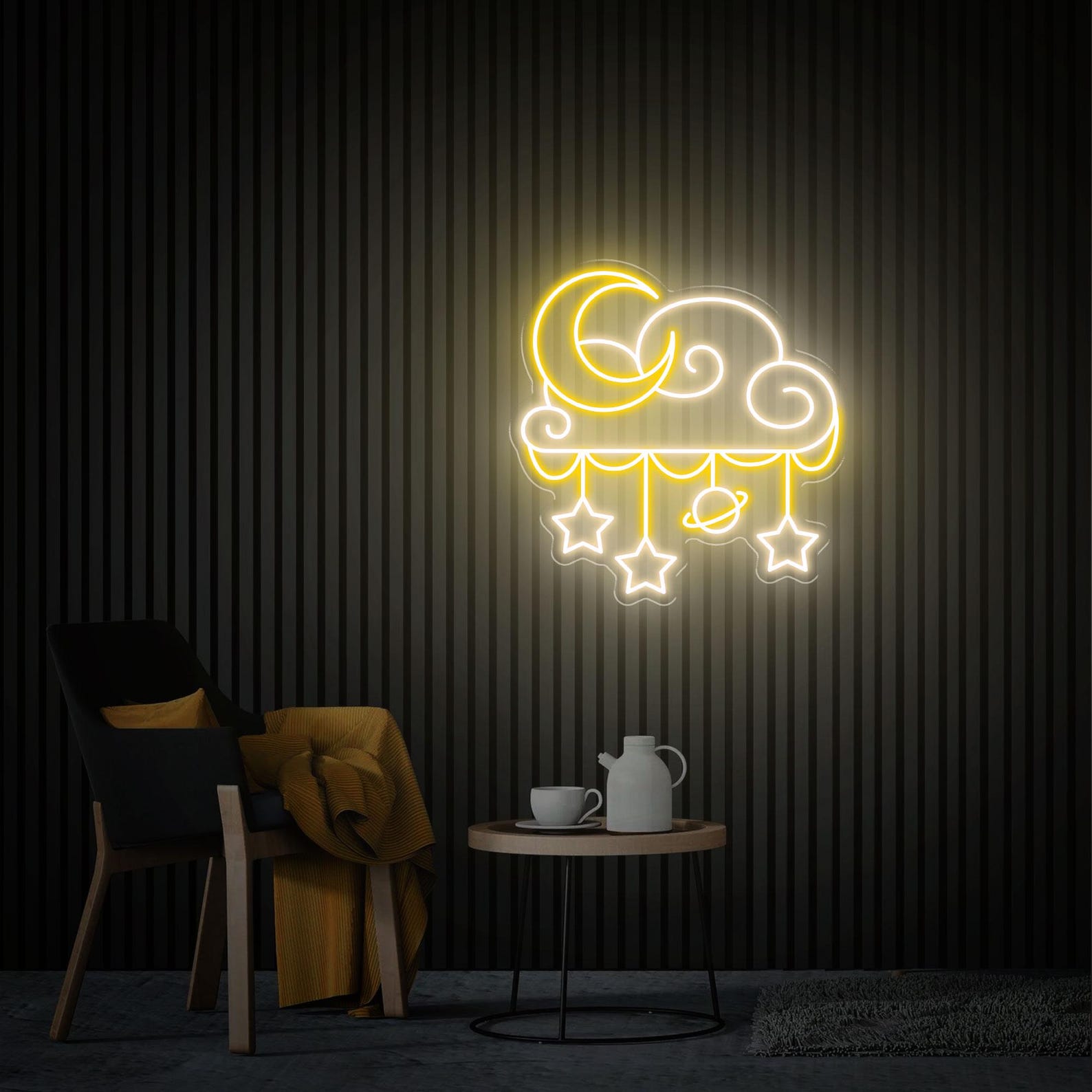 Moon Cloud Stars Neon Sign, Moon Cloud Neon Wall Art, Custom Cloud Neon Sign, Home Bedroom Decor Personalised Gifts, Girl's Room Decor