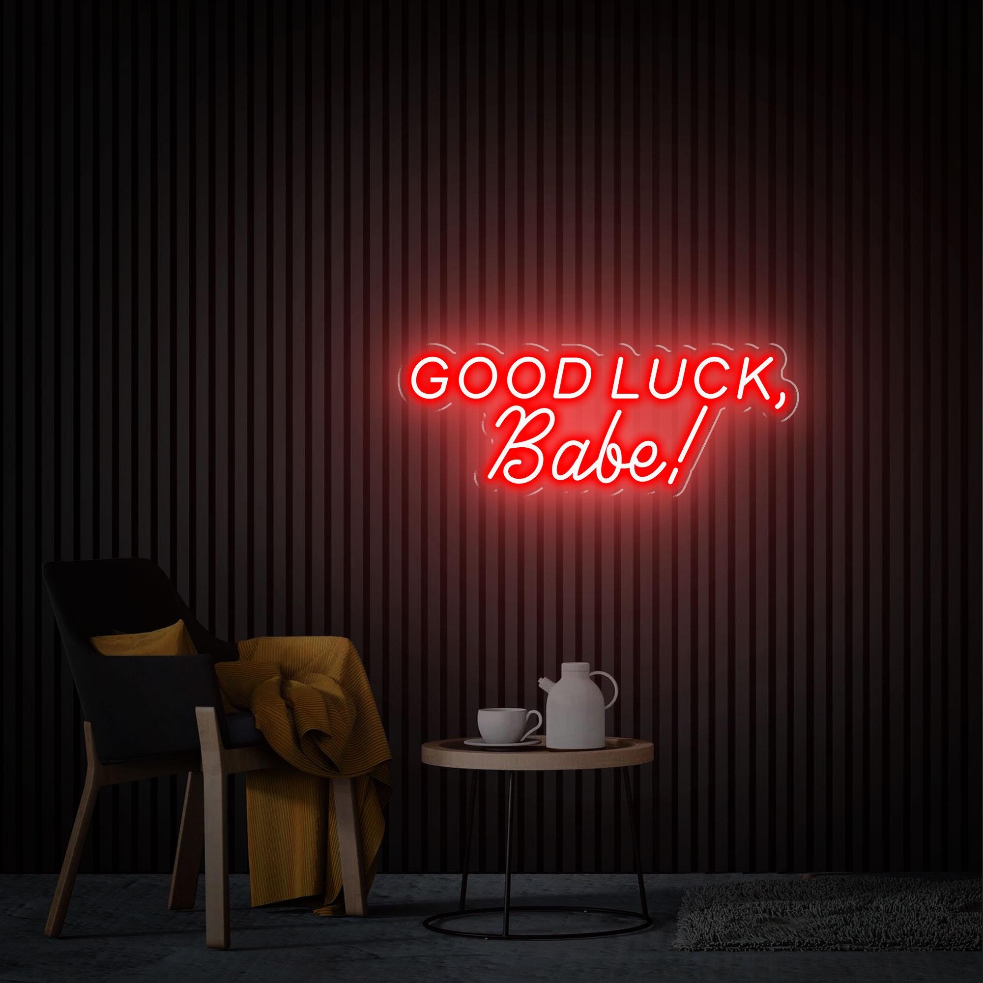 Good Luck Babe Neon Sign, Custom Text Led Neon Sign, Back to School Gift, Neon Wall Art, Gift for Her Home Bedroom Decor, Lesbian Pride