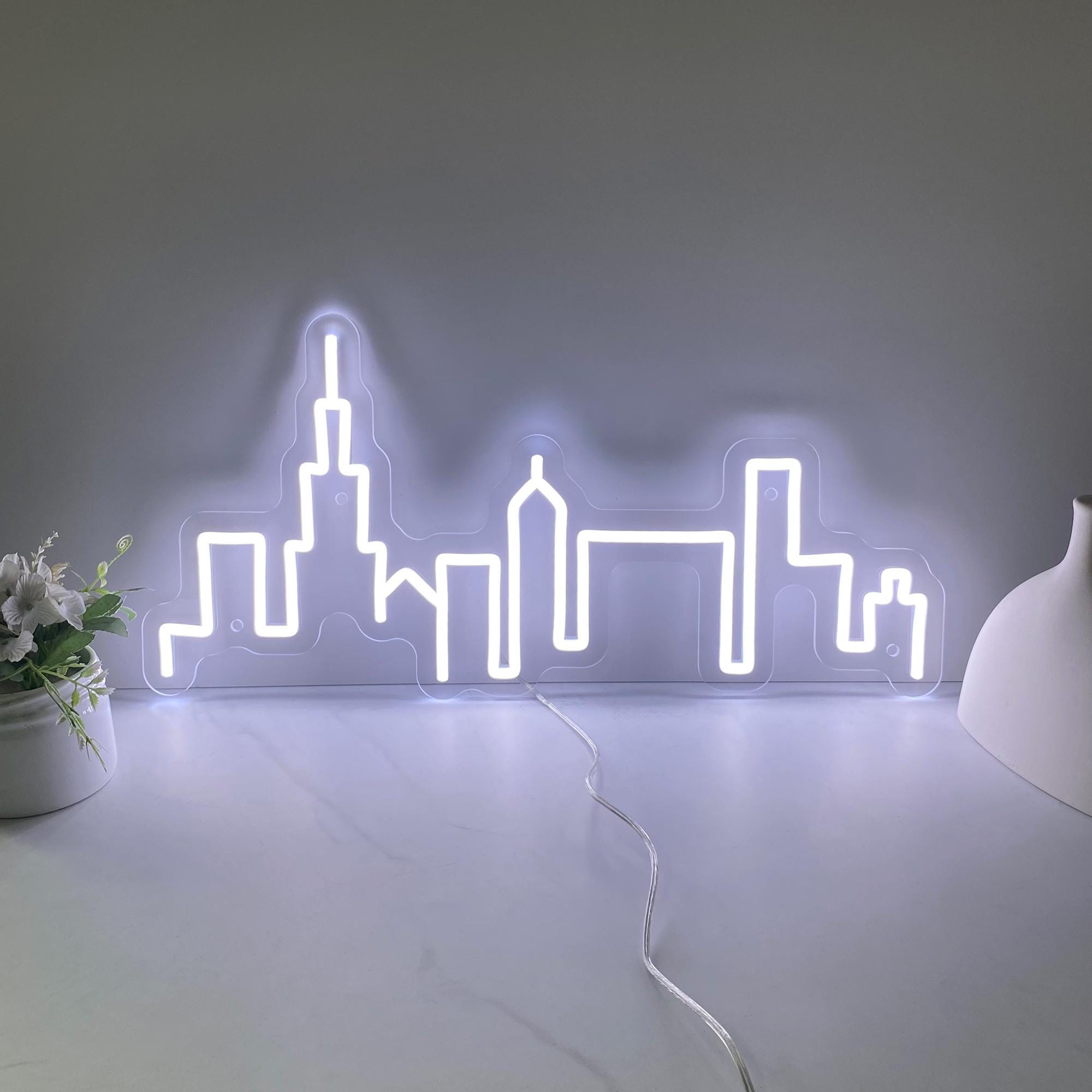 Chicago Skyline Neon Sign, Chicago City Wall Decor, Urban Decor, City Skyline Led Light Sign, Custom Neon Sign Home Decor, Personalized Gift
