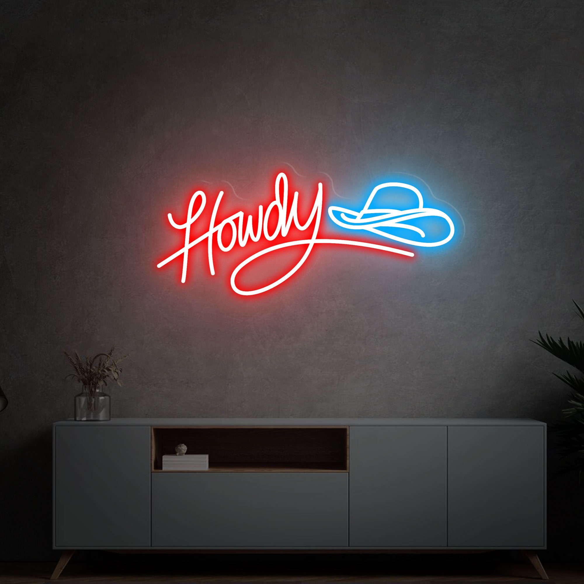 Howdy Neon Sign, Led Cowboy Hat Sign, Western Led Sign, North American Greeting Neon Light, Light Up Cowboy Party Decor Signs