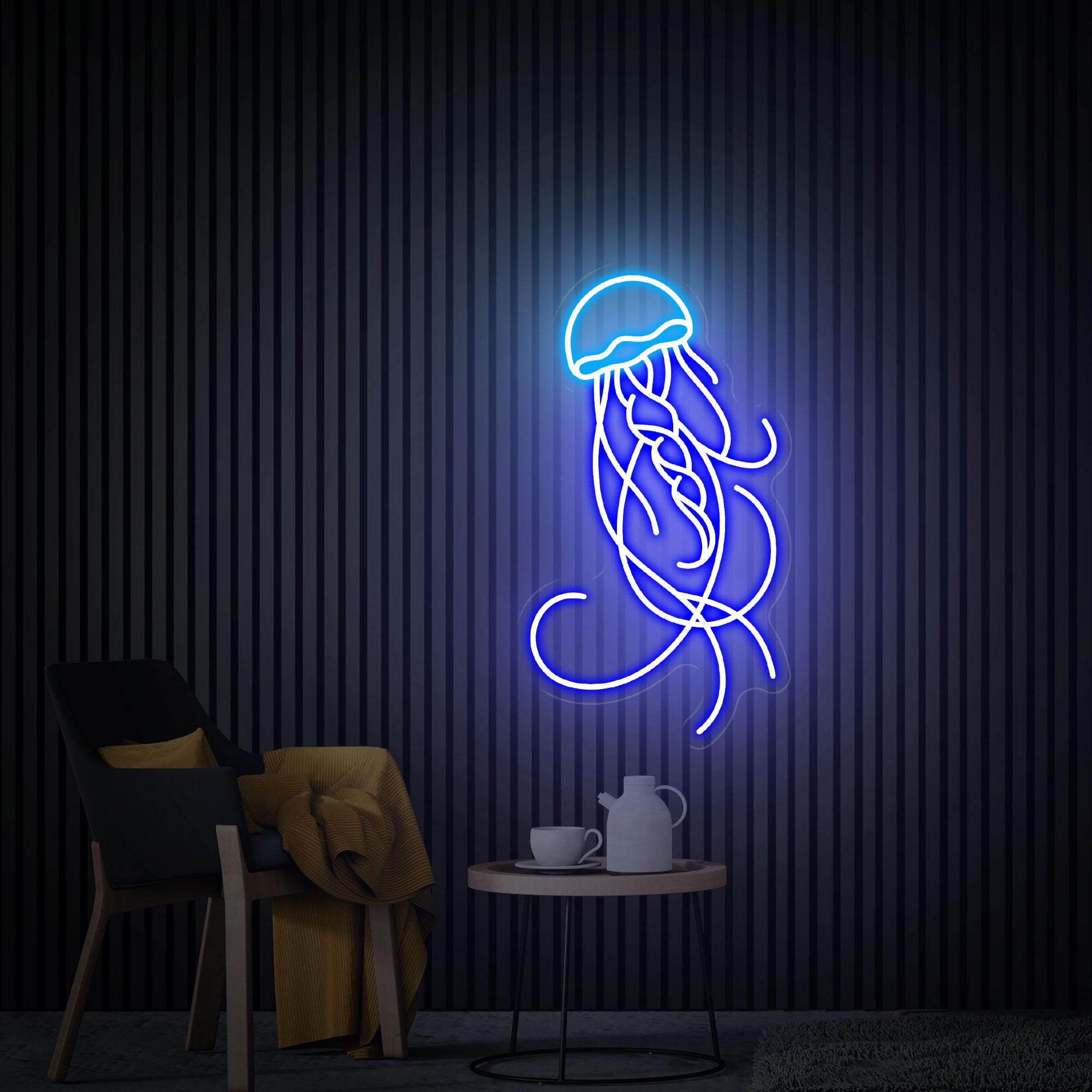 Jellyfish Neon Sign, Jellyfish Wall Art, Ocean Led Sign, Custom Neon Sign, Kids Room Decor, Home Ocean Decor, Under the Sea Vibes Best Gift