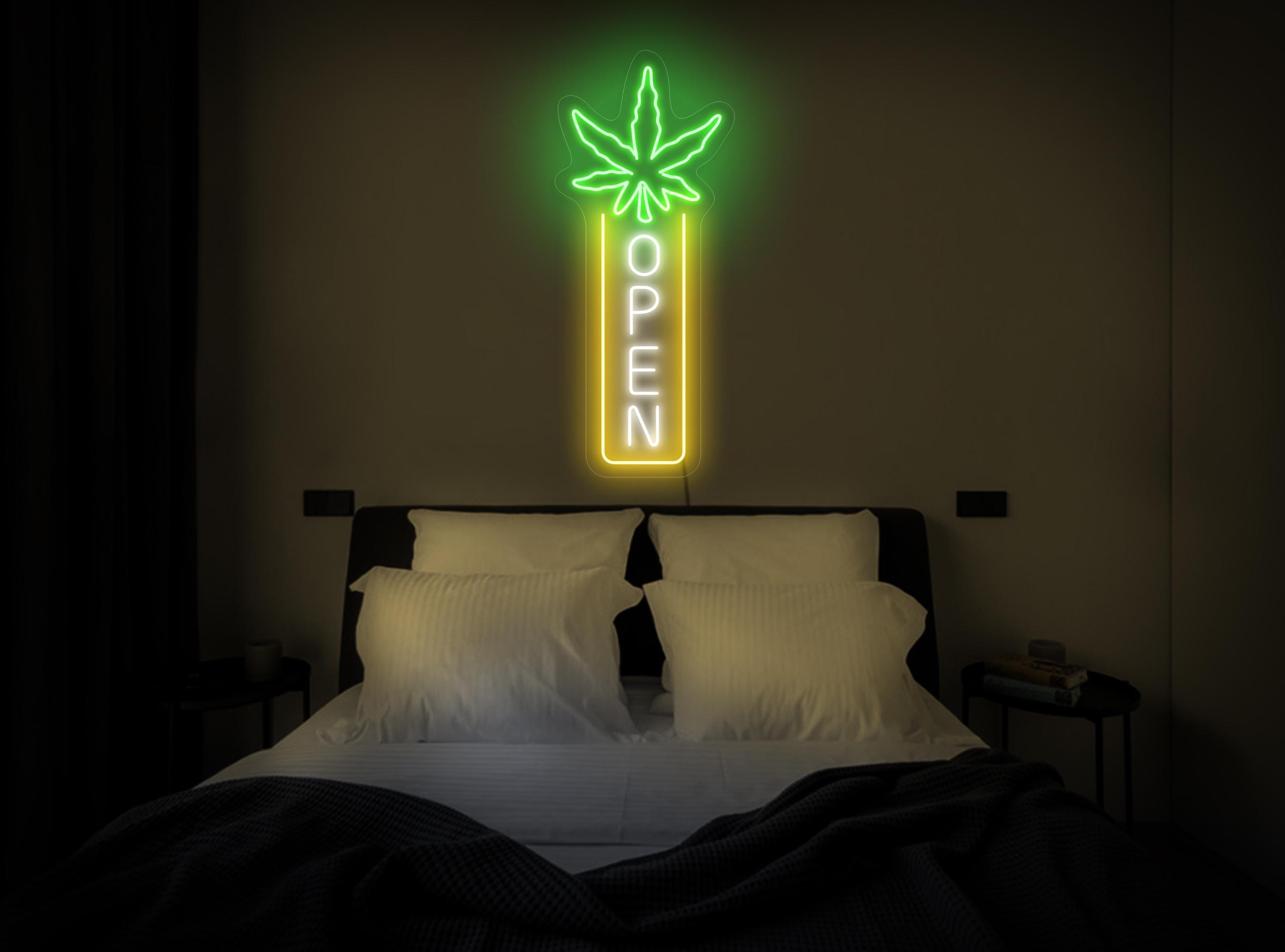 Cannabis Vertical Open Neon Sign, Marijuana Neon Sign, Weed Open Led Sign, Marijuana Shop Neon Sign, Cannabis Art Decor, Marijuana Art Decor