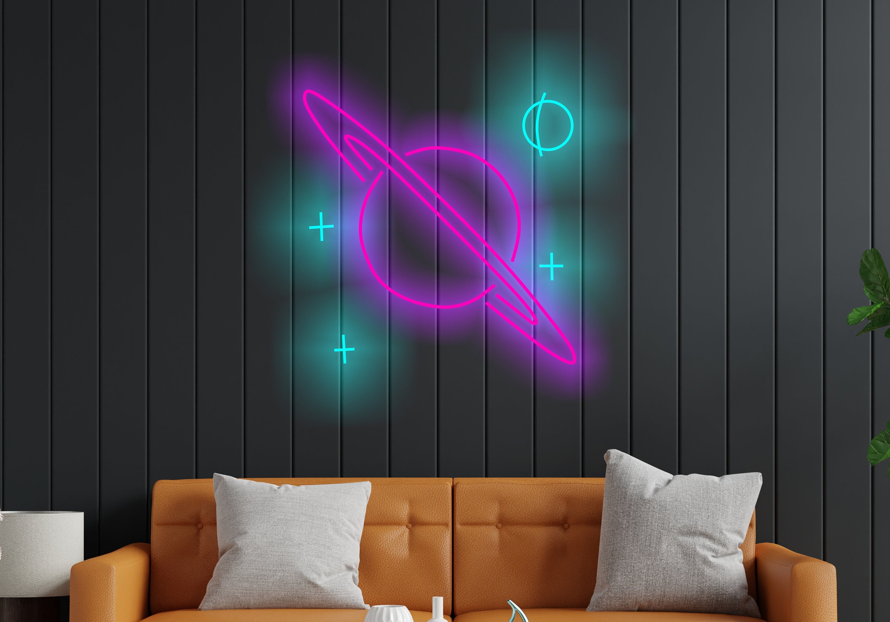 Planet Neon Sign, Saturn Planet Neon Sign, Planet Galaxy Neon Signs, Custom Saturn Led Decor, Space Led Neon
