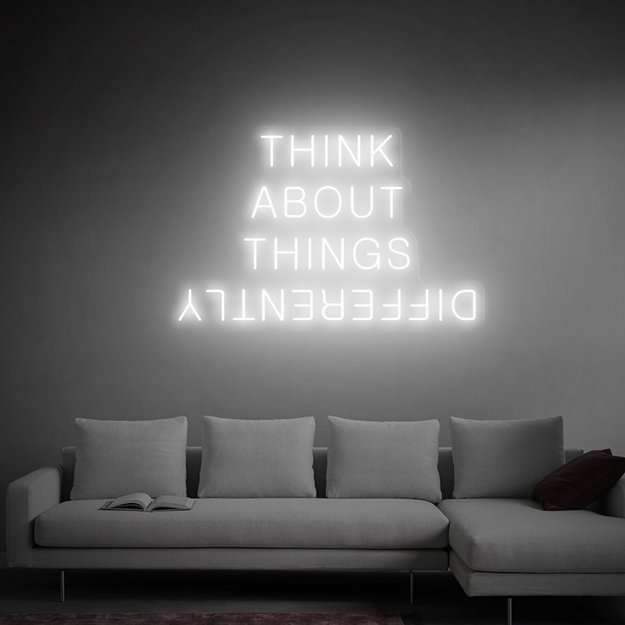 think about things differently neon light sign, birthday gifts neon sign LED Light Sign Room Yard Home Wall Decor Art, Gift for Her