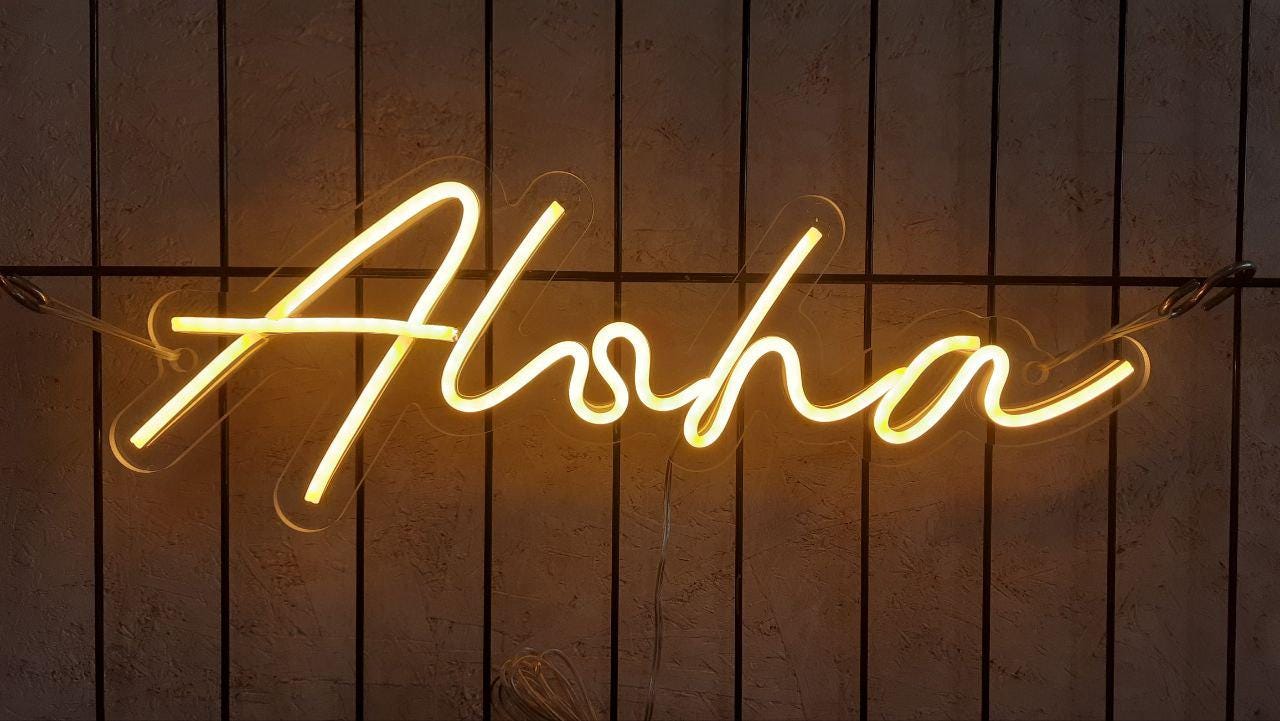 Aloha Neon Sign, Aloha Sign, Neon Sign Bedroom Custom, Orange Neon Sign, Personalized Neon Name Sign