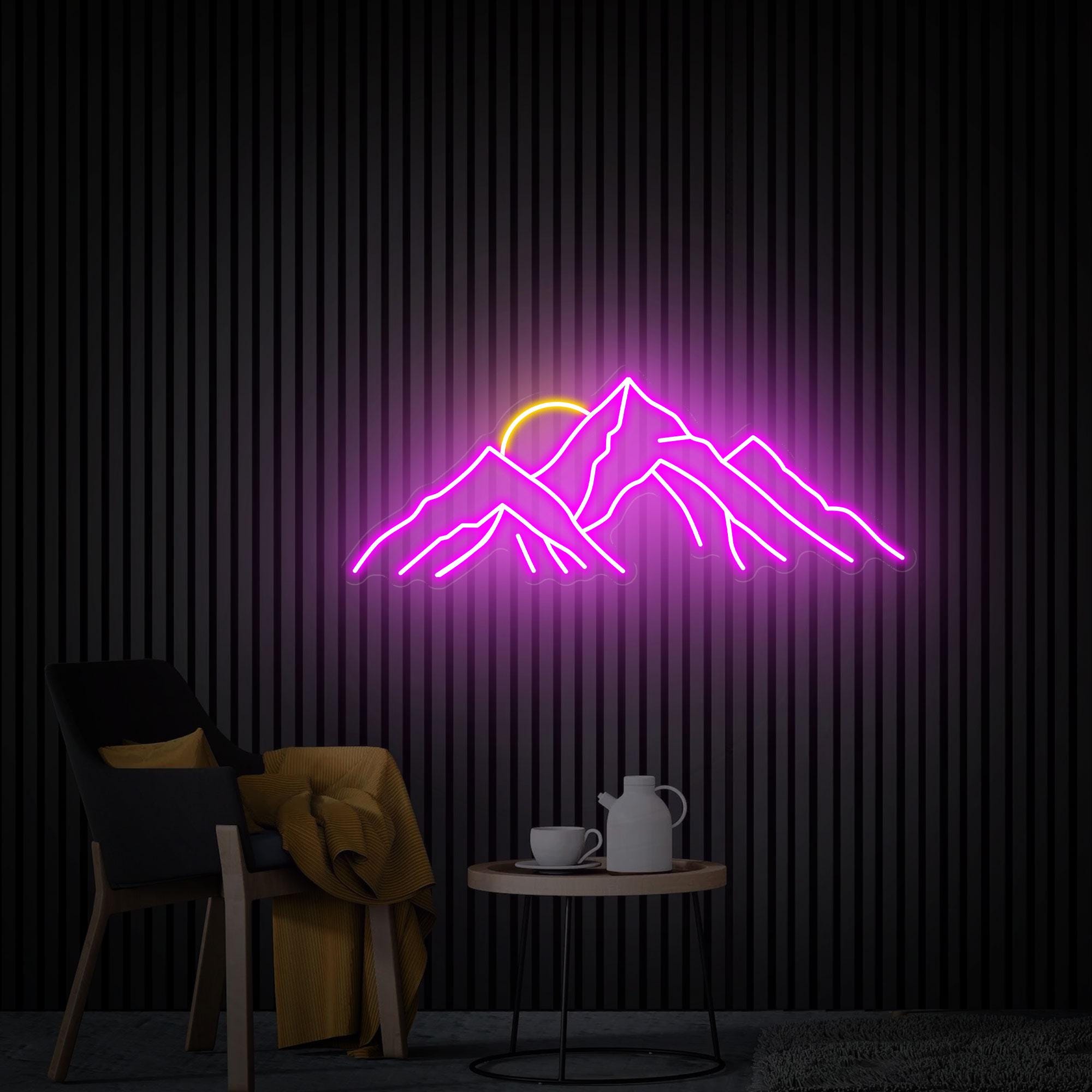 Mountain Neon Sign, Mountain with Sunset Led Sign, Mountain Wall Art, Neon Sign Wall Art, Aesthetic Room Decor, Custom Neon Sign, Best Gift