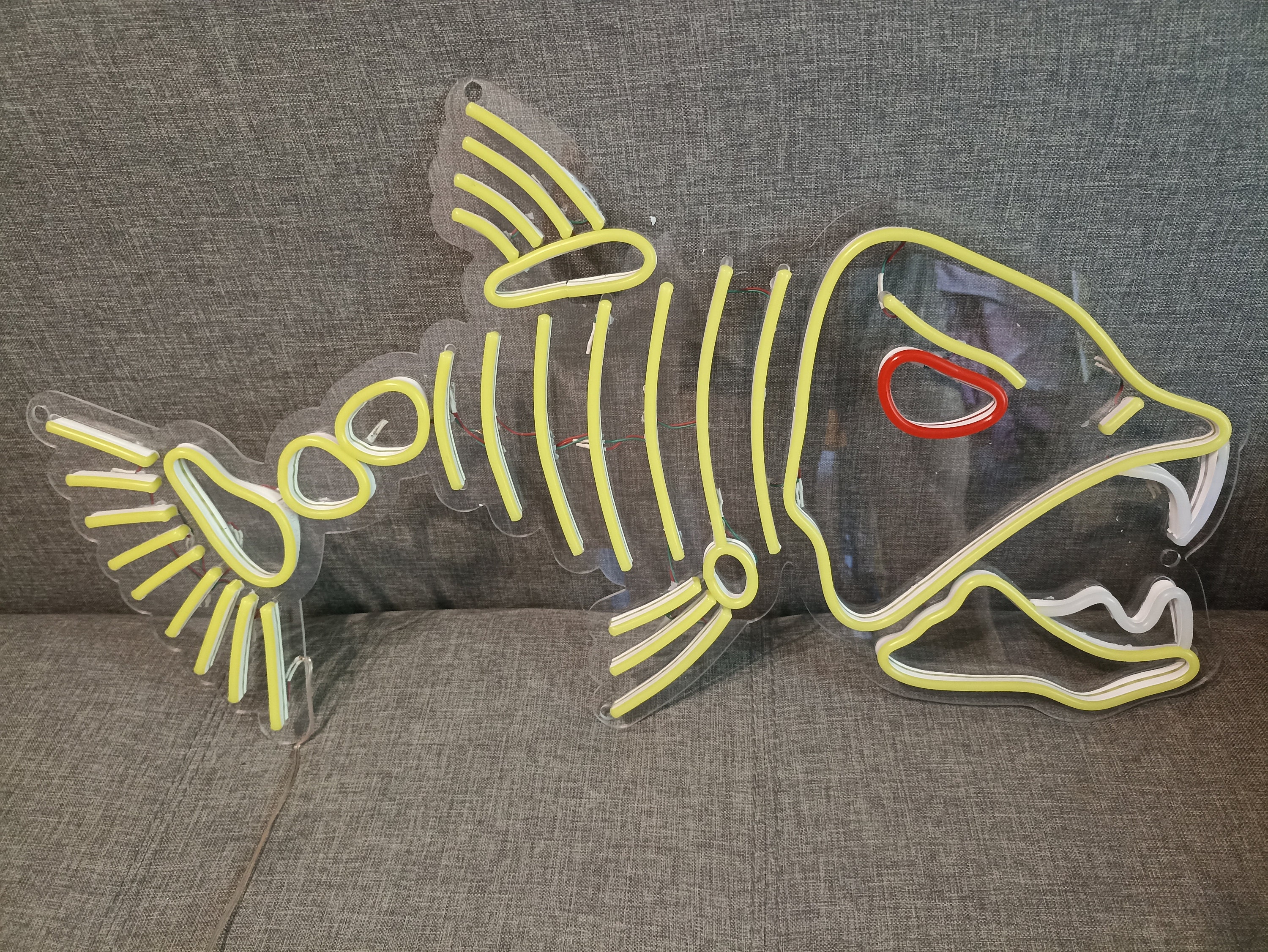 Fish Neon Sign, Skeleton Fish Neon Sign, Gift For A Fisherman, Predatory Fish Neon, Silver Salmon Neon