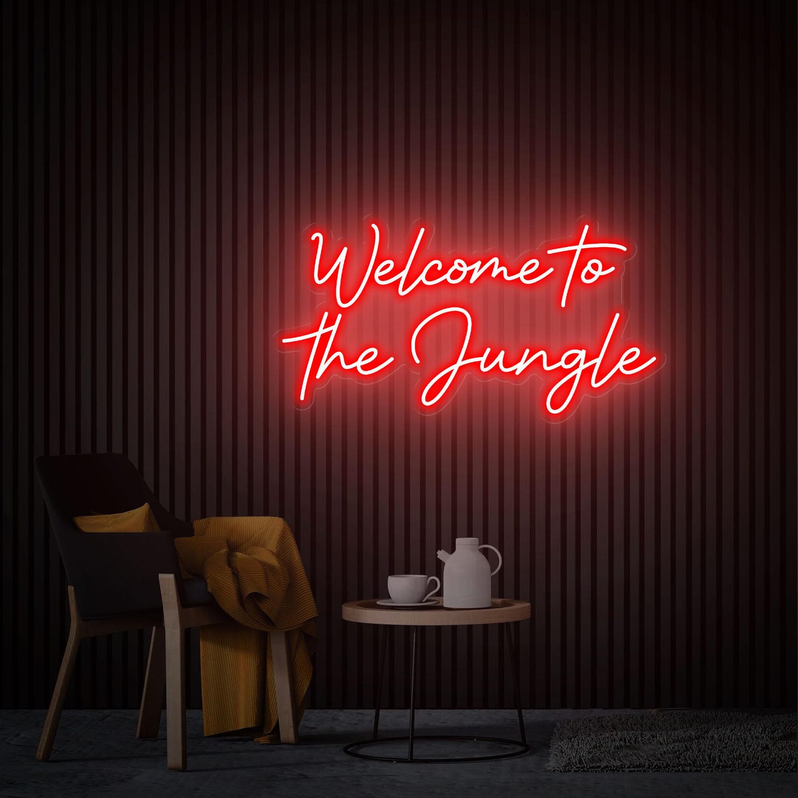 Welcome To The Jungle Neon Sign, Custom Neon Sign Led Light Home Office Wall Decor, Party Room Decor Neon Art Welcome Sign, Neon Bar Sign