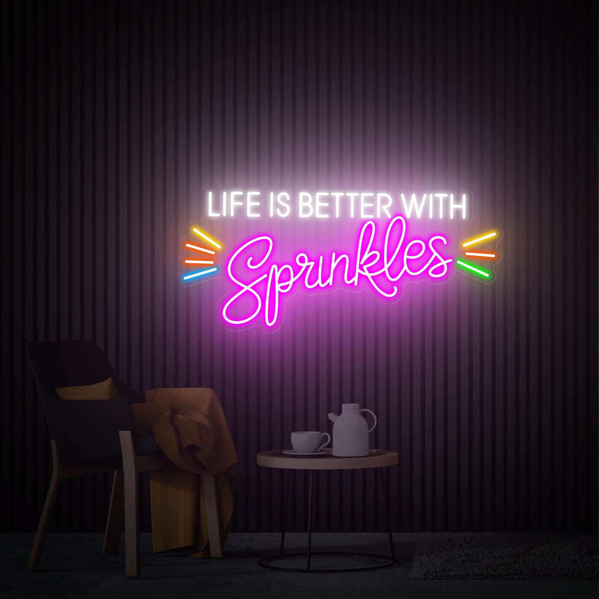 Life is Better With Sprinkles Neon Sign, Summmer Decor Custom Neon Sign, Sprinkles Decor, Desert Bar Sign Decoration, Open Welcome Sign Gift