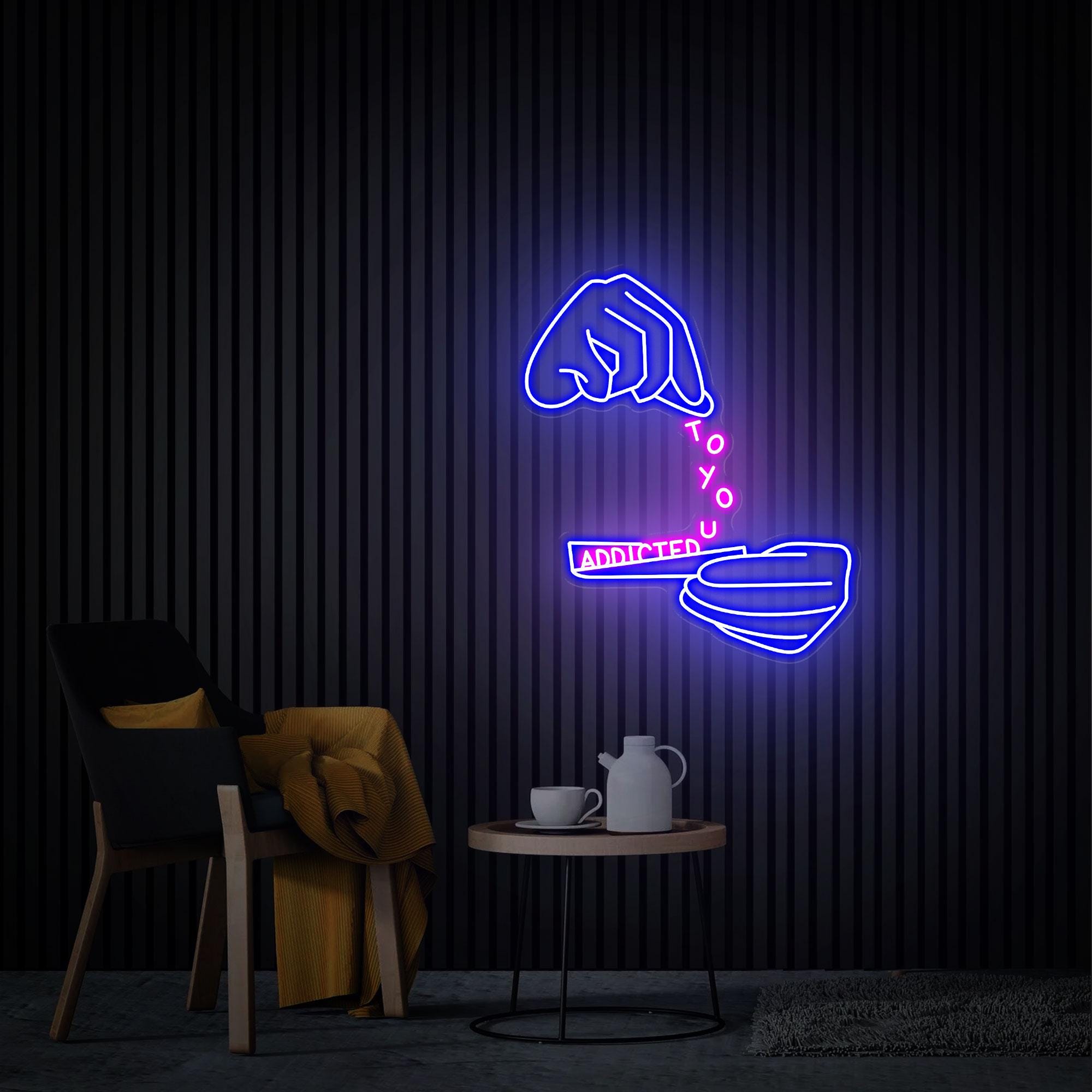 Addicted to You Neon Sign, Hand Led Light Sign, Custom Neon Sign, Home Room Decor, Personalized Gifts, Neon Wall Sign Art
