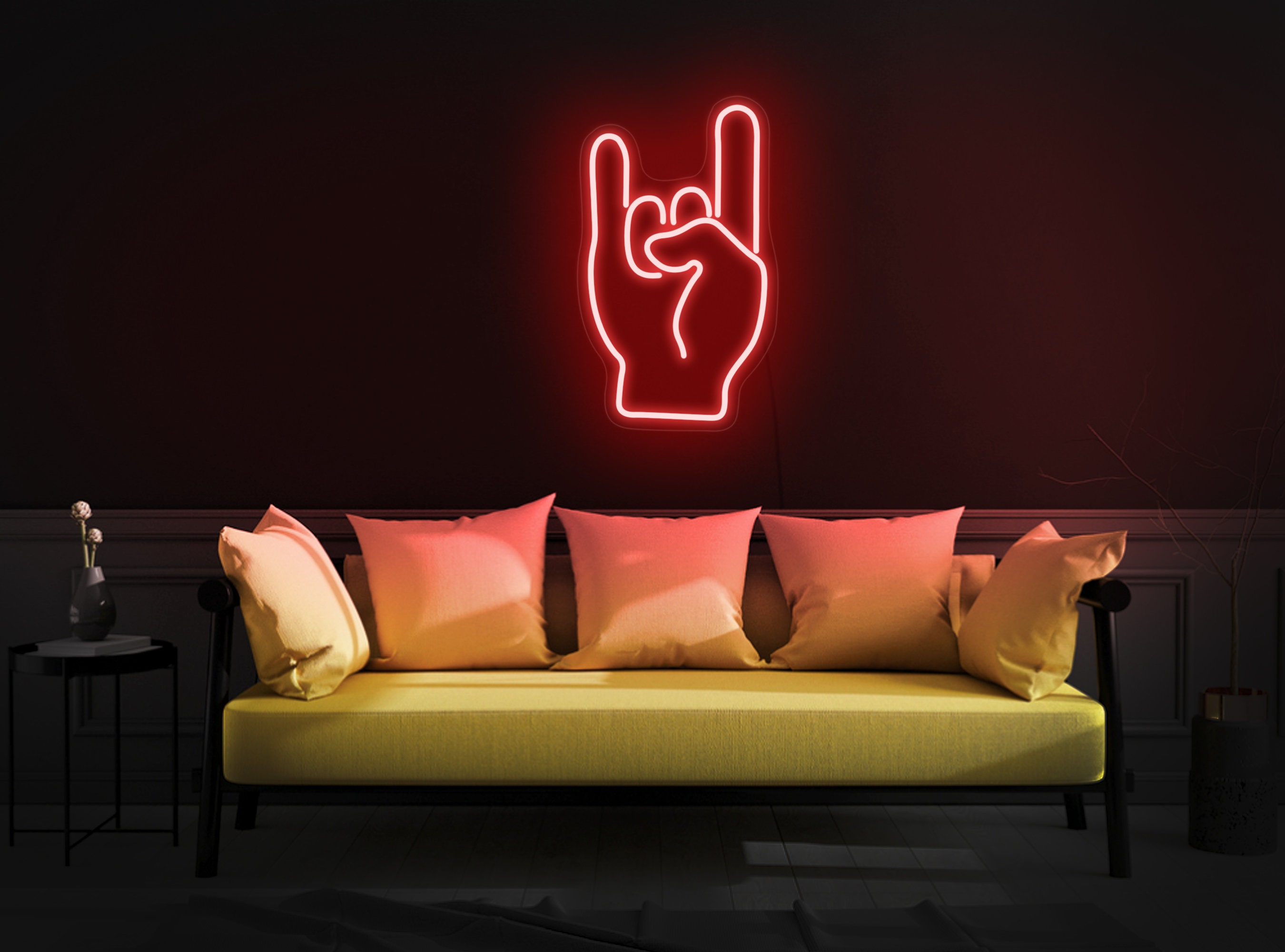Rock On Neon Sign, Rock On Led Sign, Rock Neon Sign, Rock Hand Sign, Rock On Sign, Rock And Roll Neon Sign, Rock On Wall Art, Rock Wall Decor