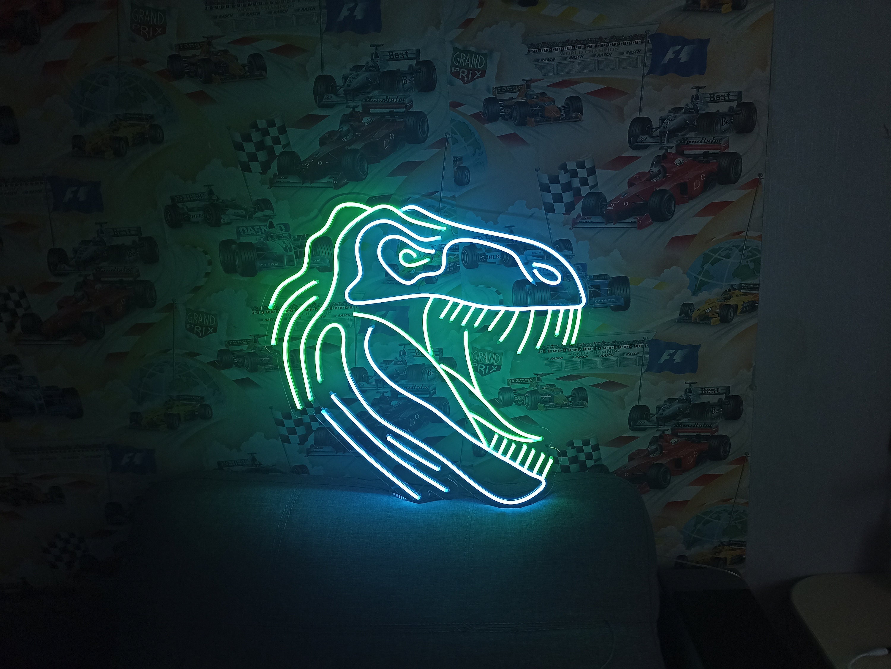 Dinosaur Head Neon Sign, Neon Sign Dinosaur Skull, Dino Head Neon Sign, Colorful Dinosaur Head Neon Sign, Dinosaur Head Neon Wall Art