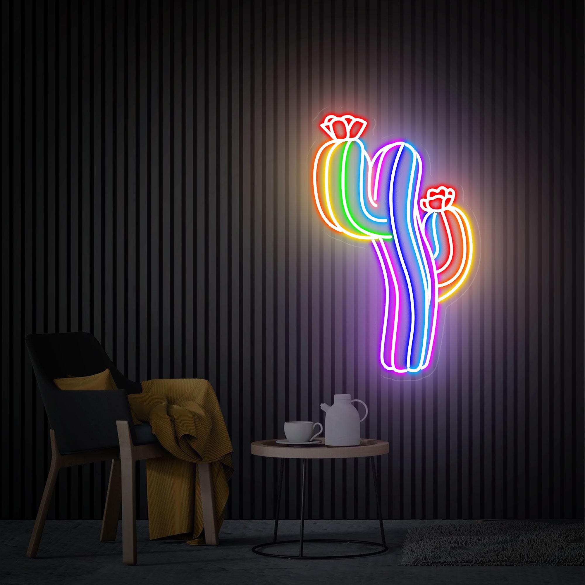 Colorful Cactus Neon Led Sign, Custom Neon Sign, Game Room Decor, Neon Cactus Sign Art, Room Bar Pub Restaurant Decor, Personalized Gift