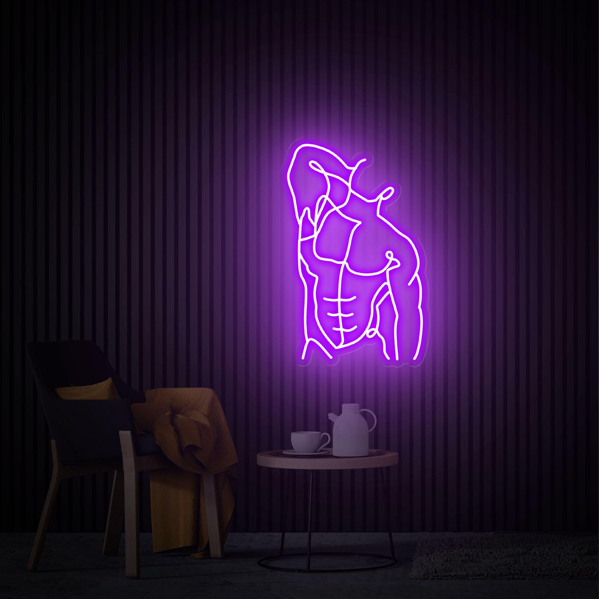 Man Neon Sign, Man Art, Male Body Art, Custom Neon Sign, Bedroom Wall Decor, Masculine Man Wall Art, Man Body Wall Art, Gay Love Art Gift