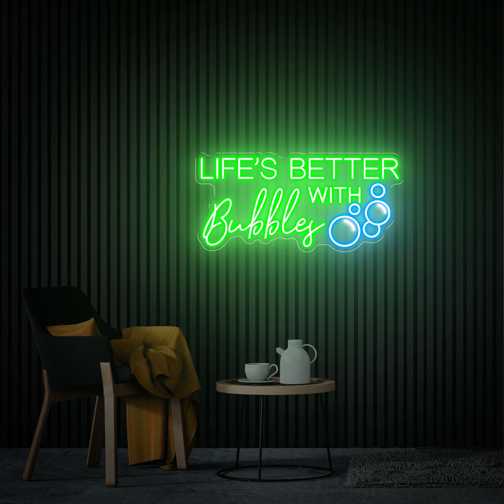 Life is better with Bubbles Neon Sign, Custom Neon Sign, Champagne Wall Decor, Bubbles Neon Wall Art, Wedding Backdrop Party Decor Gifts