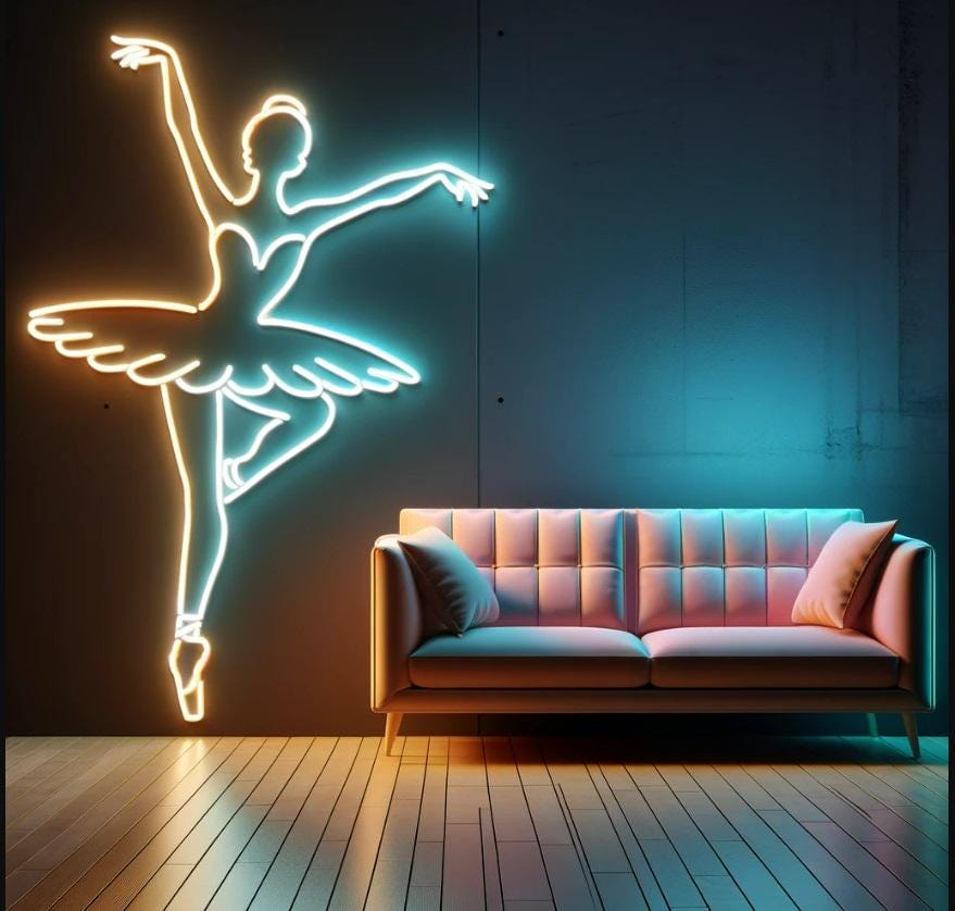 Ballerina Silhouette Neon Sign, Neon Sign Ballet Dancer, Custom Name On Ballet Dancer Neon Sign, Personalized For Ballet