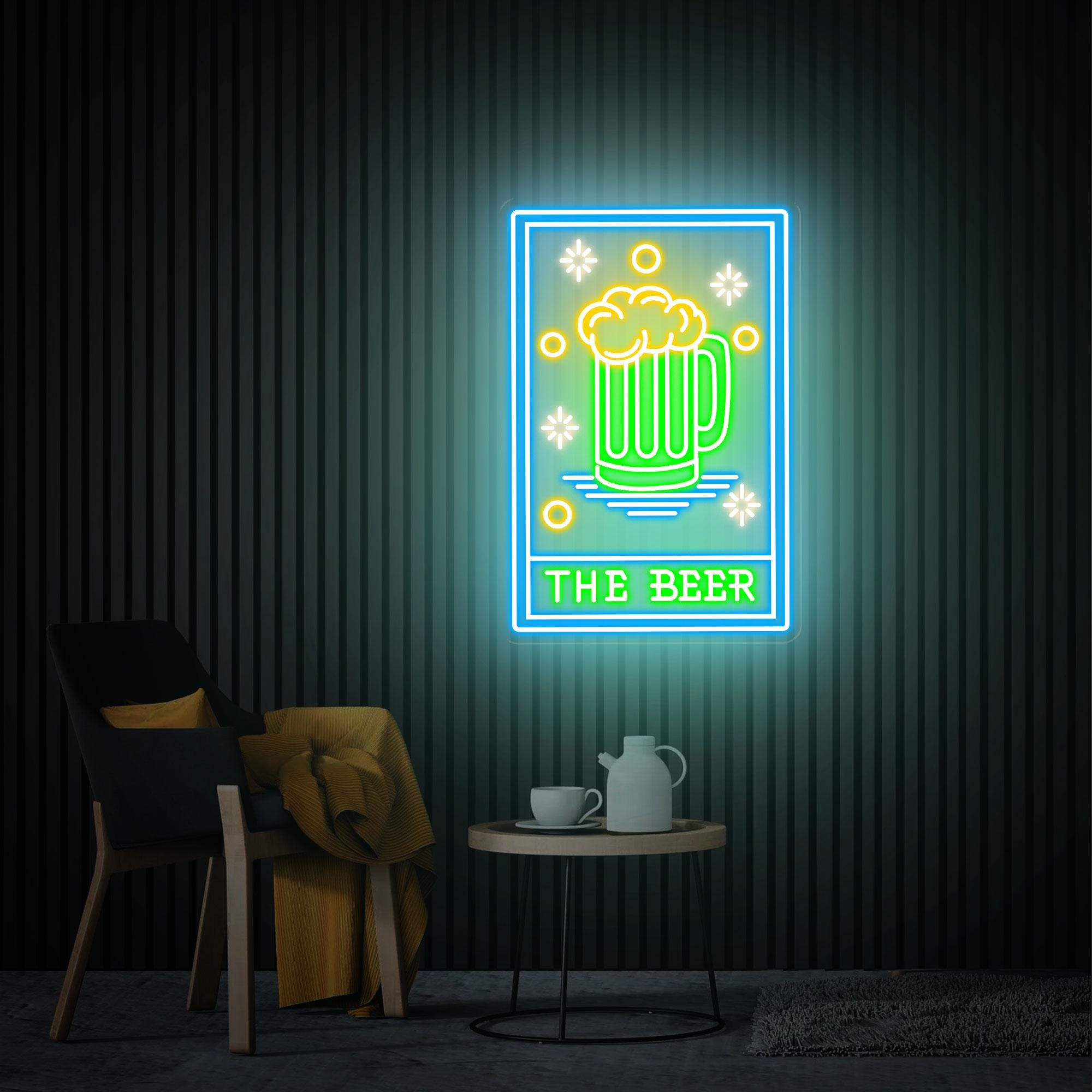 The Beer Neon Sign, Beer Pub Decor, Custom Neon Sign, Cocktails Bar Wall Decor Art, C Home Bar Decor, Bar Pub Wall Art, Beer Club Led Light