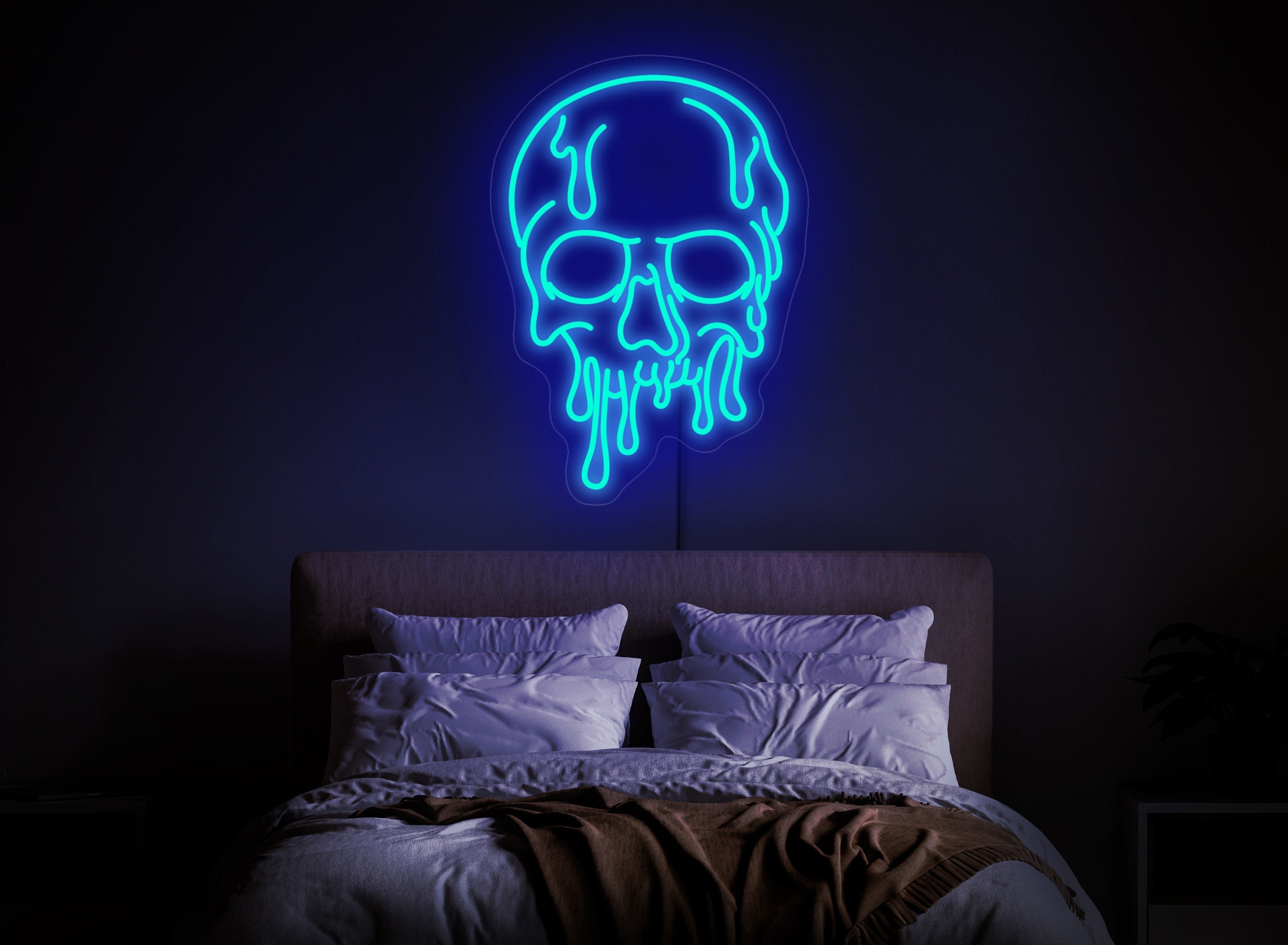 Skull Neon Sign, Dripping Skull Sign, Dripping Neon Sign, Skull Led Sign, Melting Skull Sign, Skeleton Neon, Skull Wall Decor,Skull Wall Art