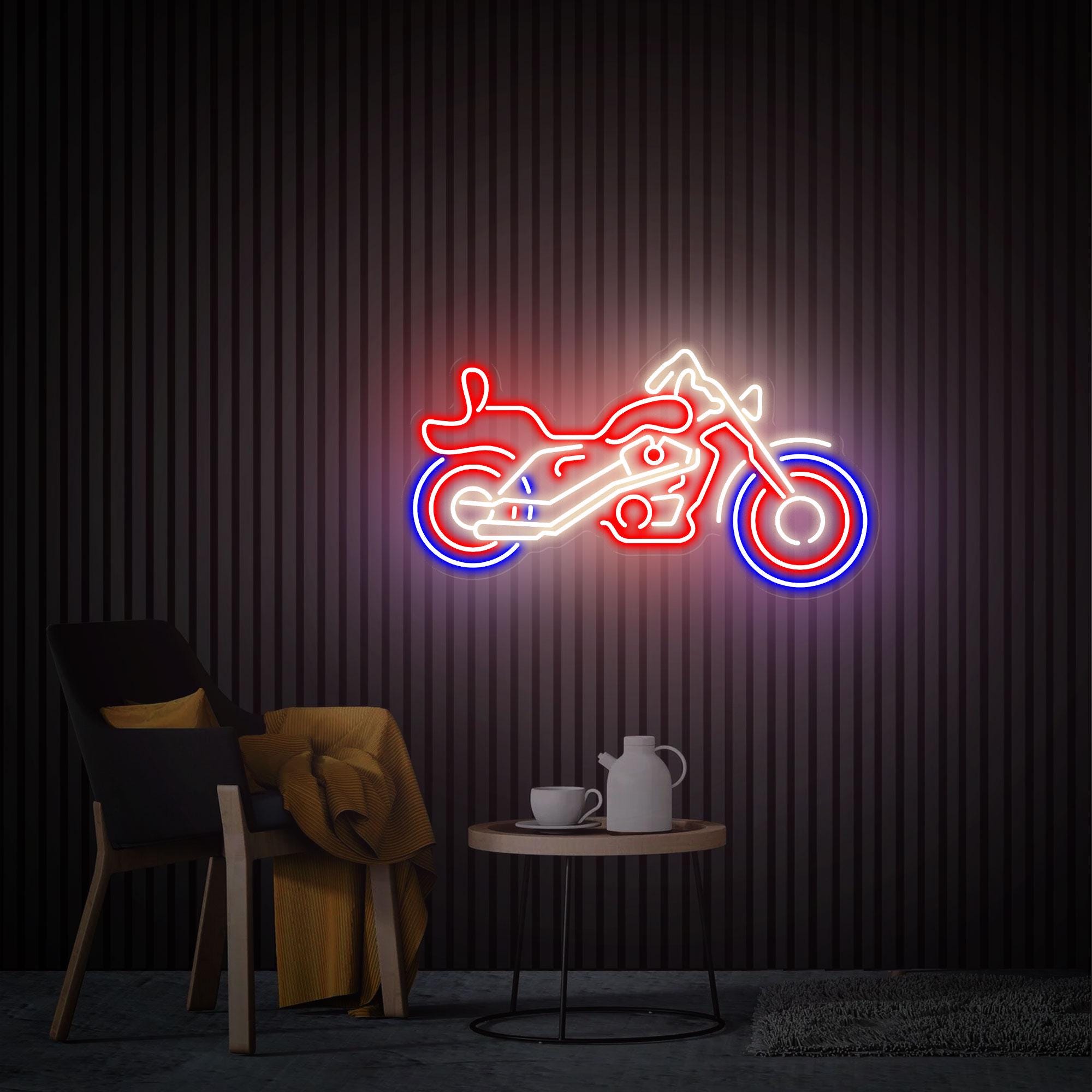 Motorcycle Neon Sign, Custom Motorcycle Neon Retro Light, Motorcycle Decor Wall Decor Gift for Dad Home Garage Deocr, Motorcycle Neon Art