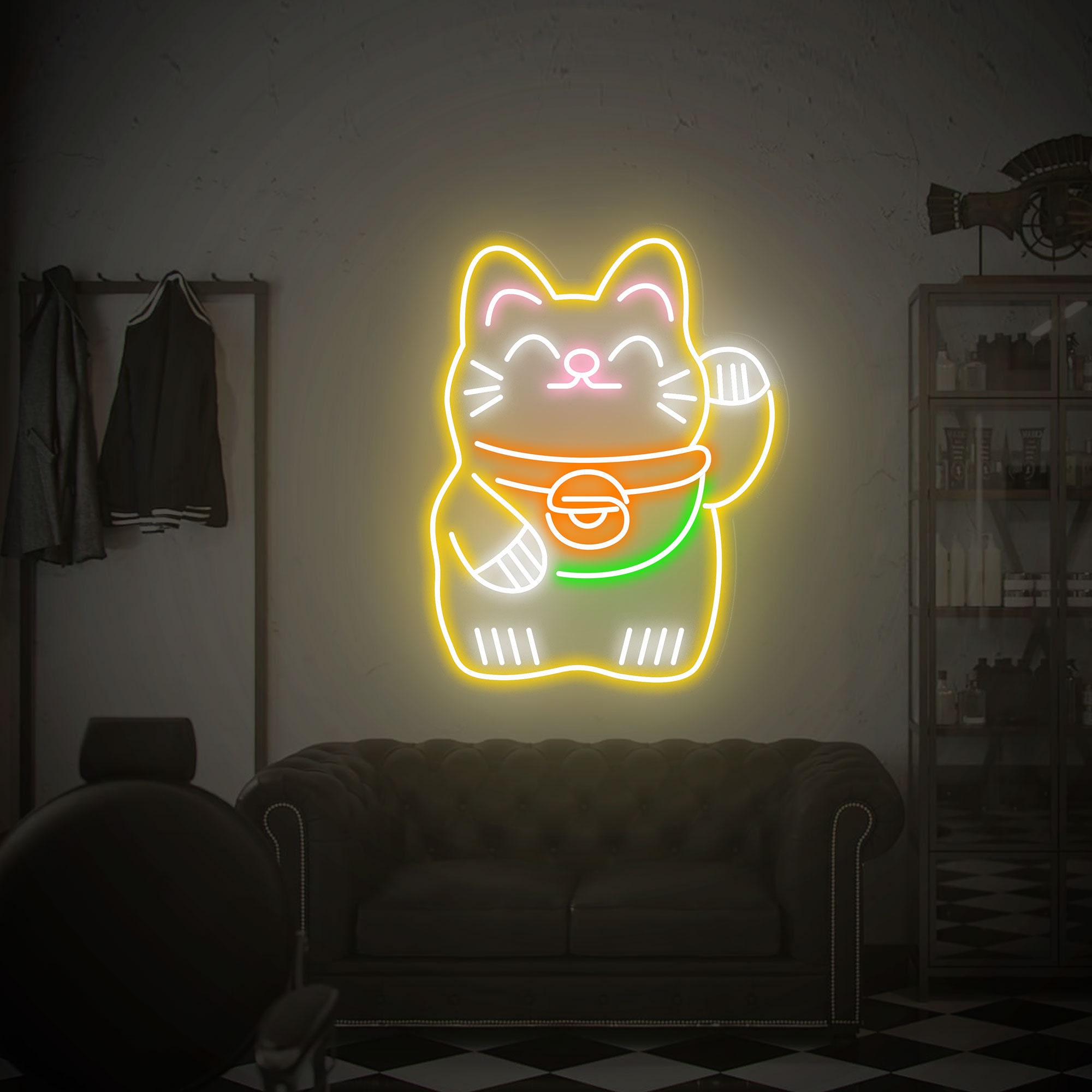 Lucky Cat Neon Sign, Lucky Cat Kitty, Maneki Neko Neon Sign, Anime Neon Sign, Custom Neon Sign, Neon Sign for Business