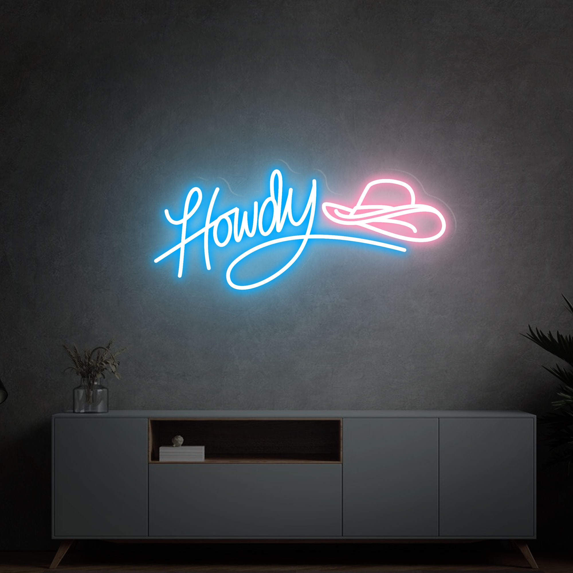 Howdy Neon Sign, Led Cowboy Hat Sign, Western Led Sign, North American Greeting Neon Light, Light Up Cowboy Party Decor Signs