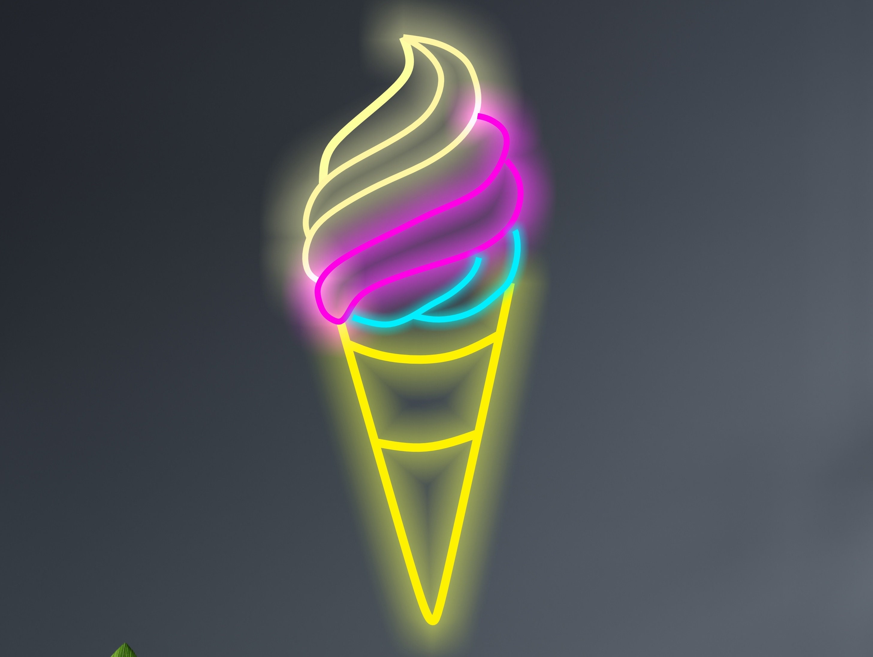Neon Sign Ice Cream, Ice Cream Shop Sign, Ice Cream Shop Advertising, Neon Sign For Business, Ice Cream Shop Decor, Neon Ice Cream Cone Sign