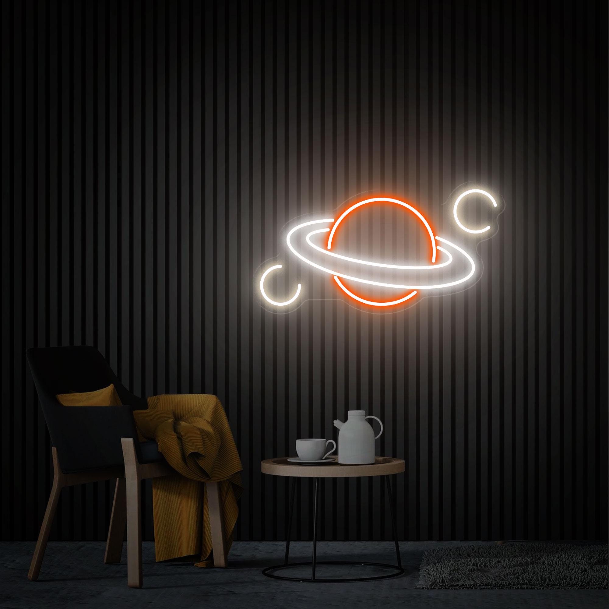 Planet Saturn Neon Sign Custom Planet Neon Sign Neon Wall Art Bedroom Decor Personalized Gift for Kids Custom Light Kids Room Office Decor