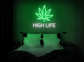 High Life Neon Sign, High Life Led Sign, High Life Walll Decor, Marijuana Neon Sign, Smoke Shop Decor, Marijuana Led Sign, Green Neon Sign