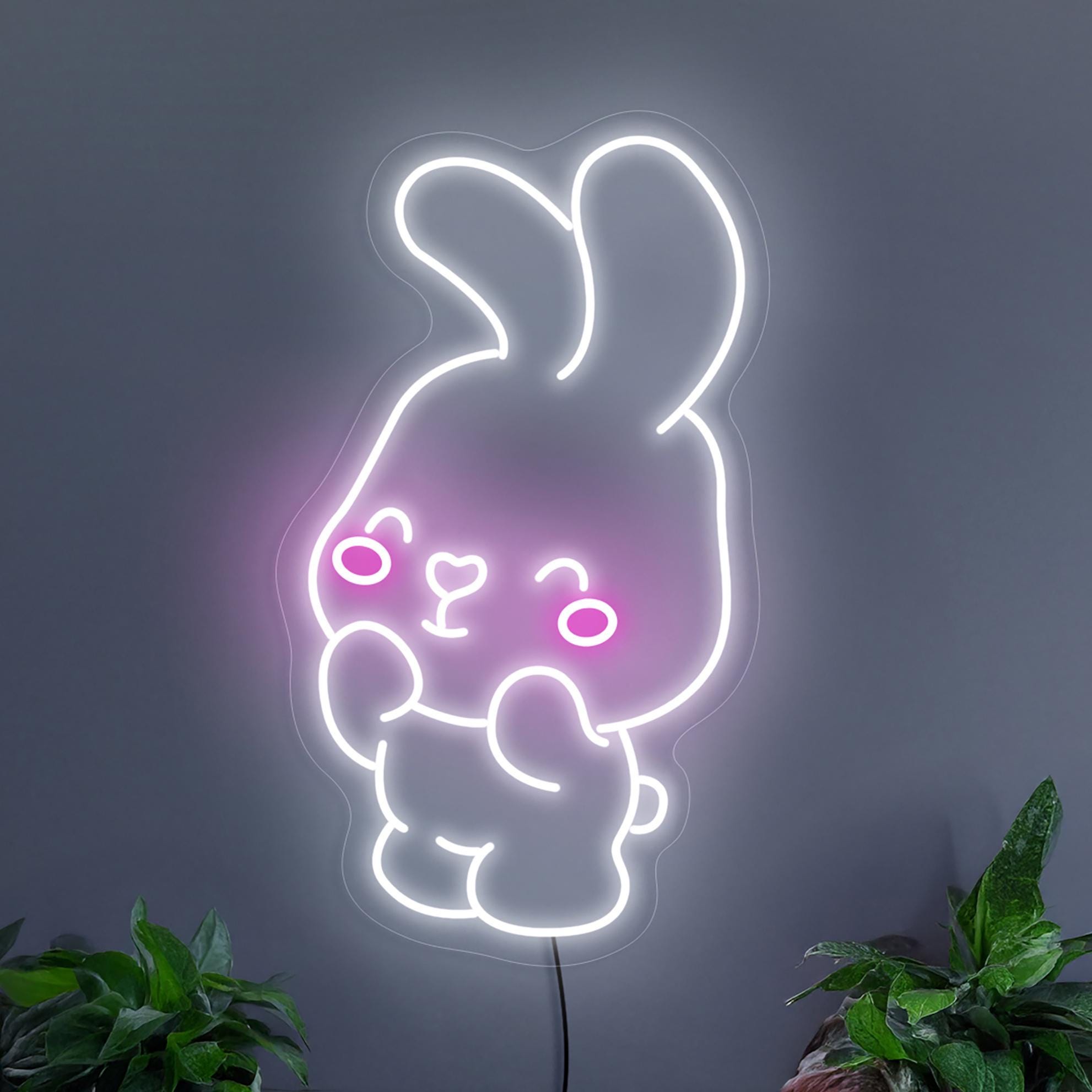 Cute Bunny Neon Sign, Rabbit Neon Sign, Kids Room Neon Sign, Neon Sign Bedroom, Animal Neon Sign, Neon Sign Nursery, Kawaii Bunny Art Decor