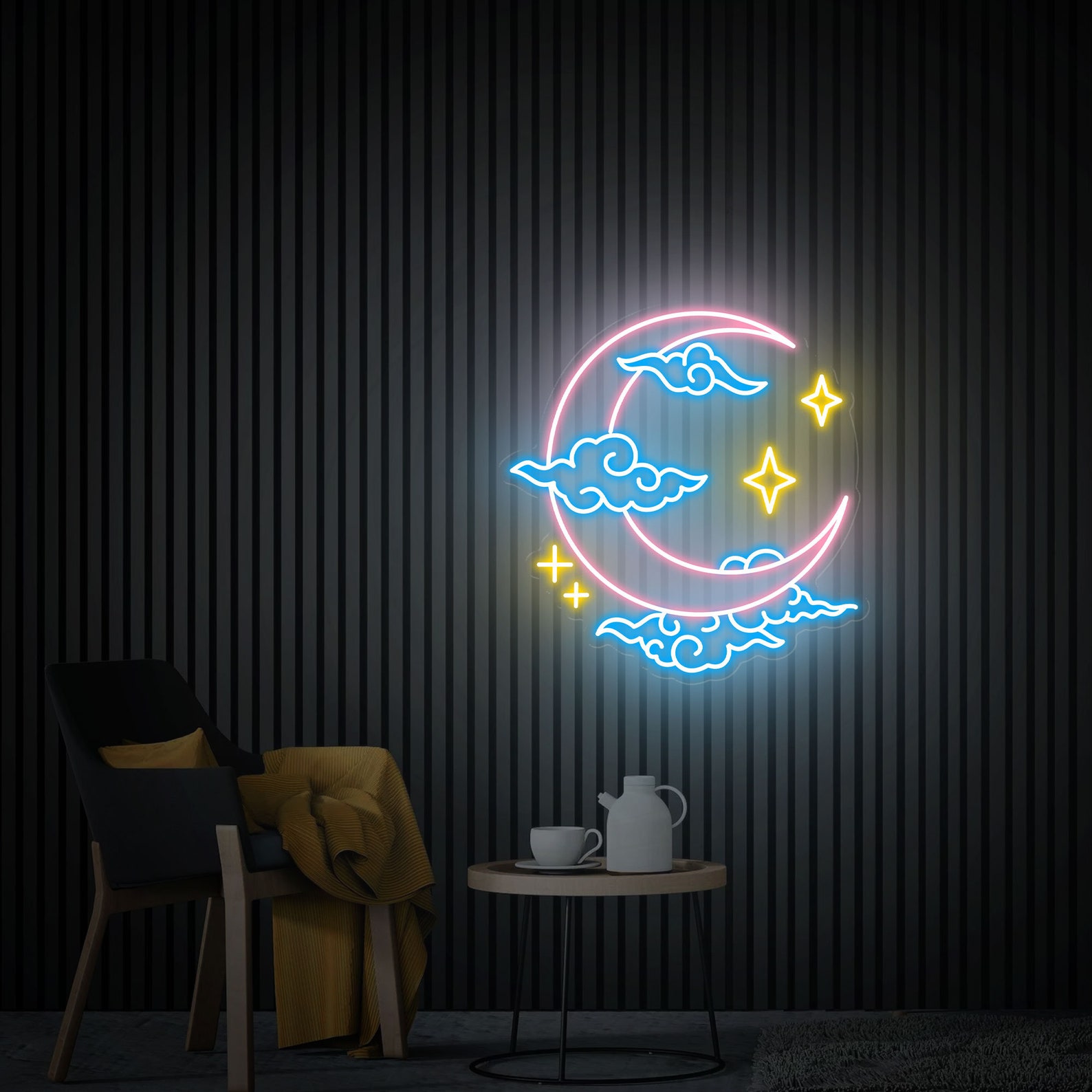 Moon Cloud Star Neon Sign, Neon Sign Art, Handmade Neon Gifts, Bedroom Neon Sign, Moon Led Wall Light, Custom Neon Light Sign