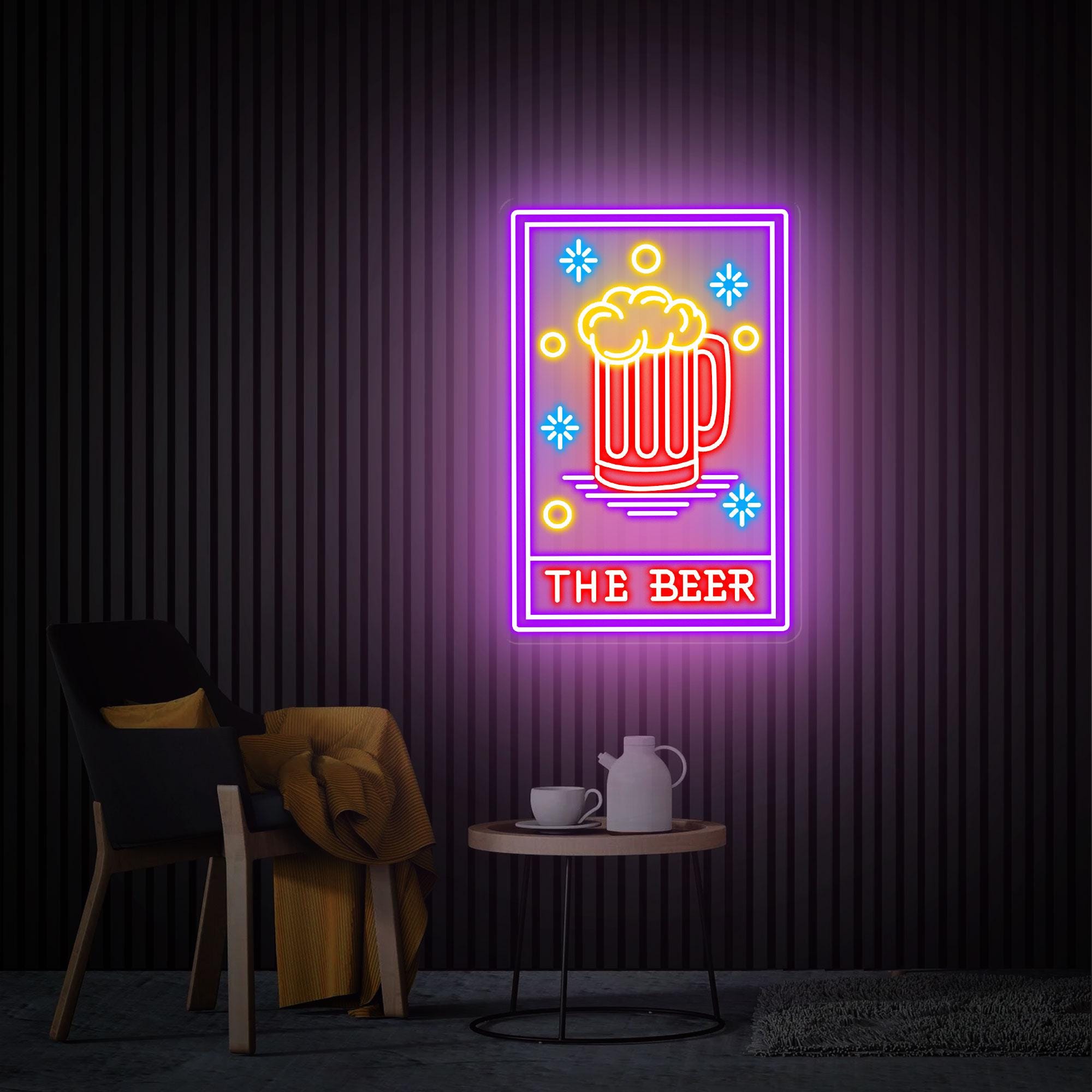The Beer Neon Sign, Beer Pub Decor, Custom Neon Sign, Cocktails Bar Wall Decor Art, C Home Bar Decor, Bar Pub Wall Art, Beer Club Led Light
