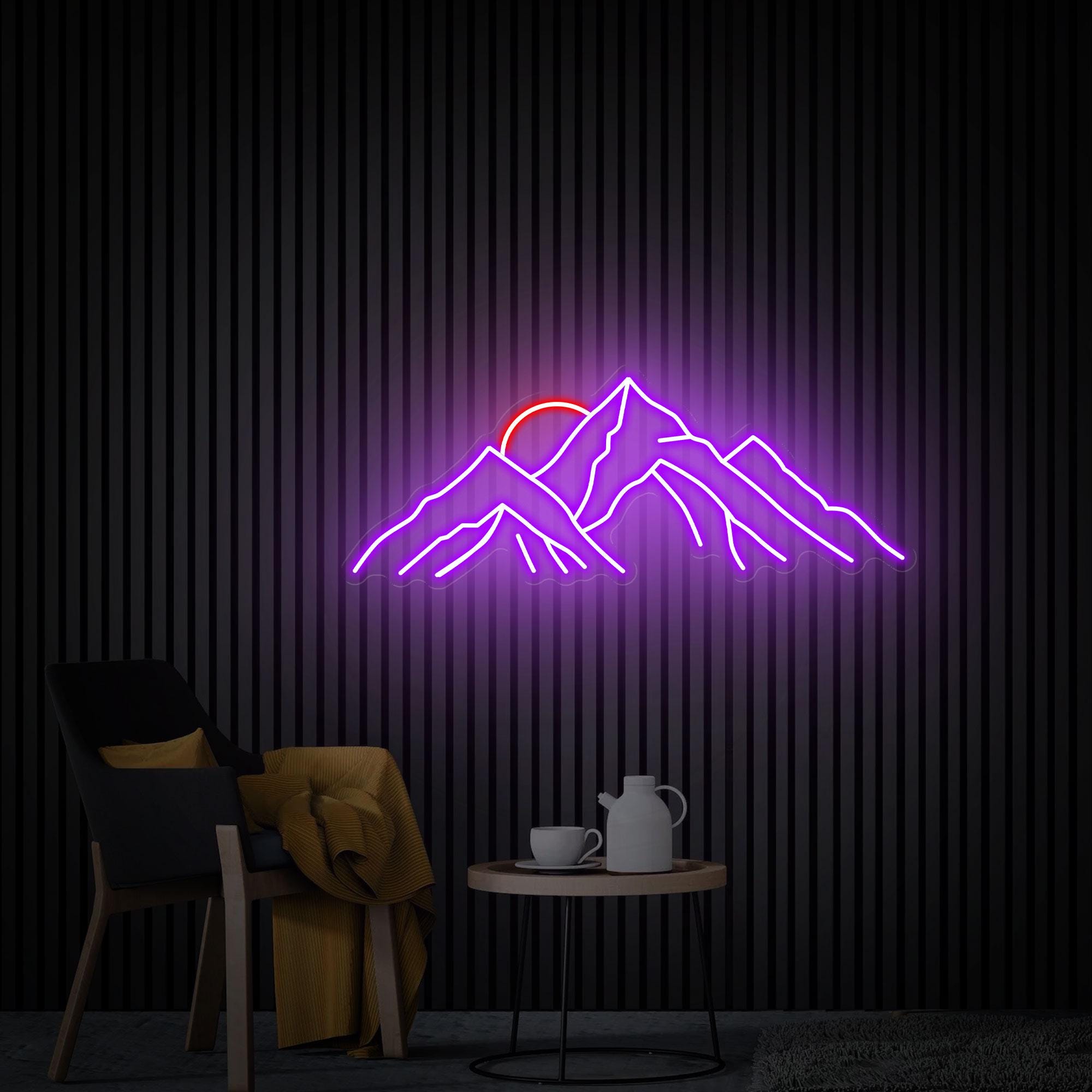 Mountain Neon Sign, Mountain with Sunset Led Sign, Mountain Wall Art, Neon Sign Wall Art, Aesthetic Room Decor, Custom Neon Sign, Best Gift